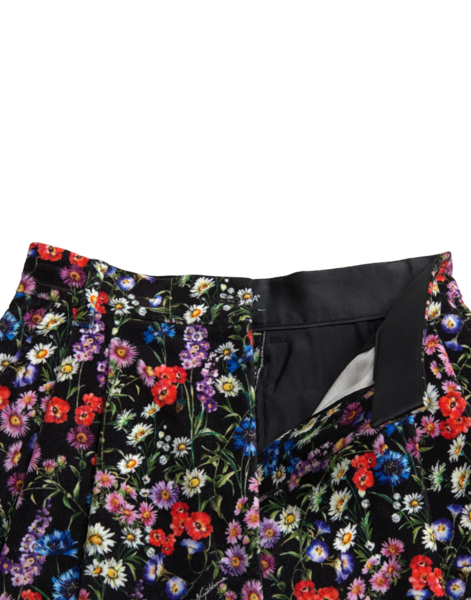 Short taille haute à fleurs noires Dolce &amp; Gabbana