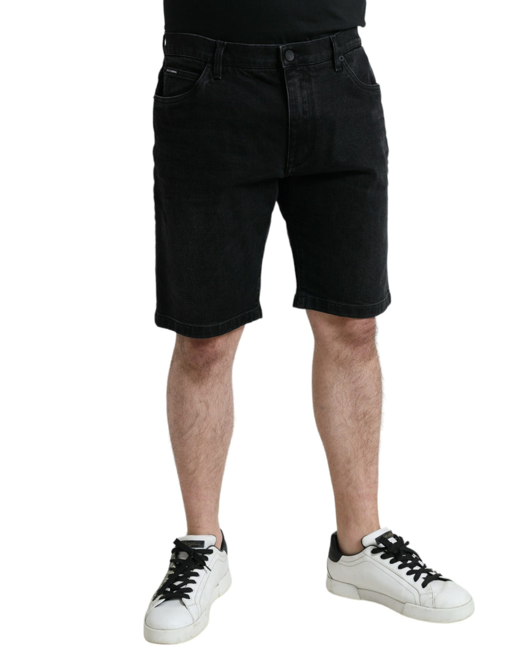 Short bermuda en denim stretch noir Dolce &amp; Gabbana