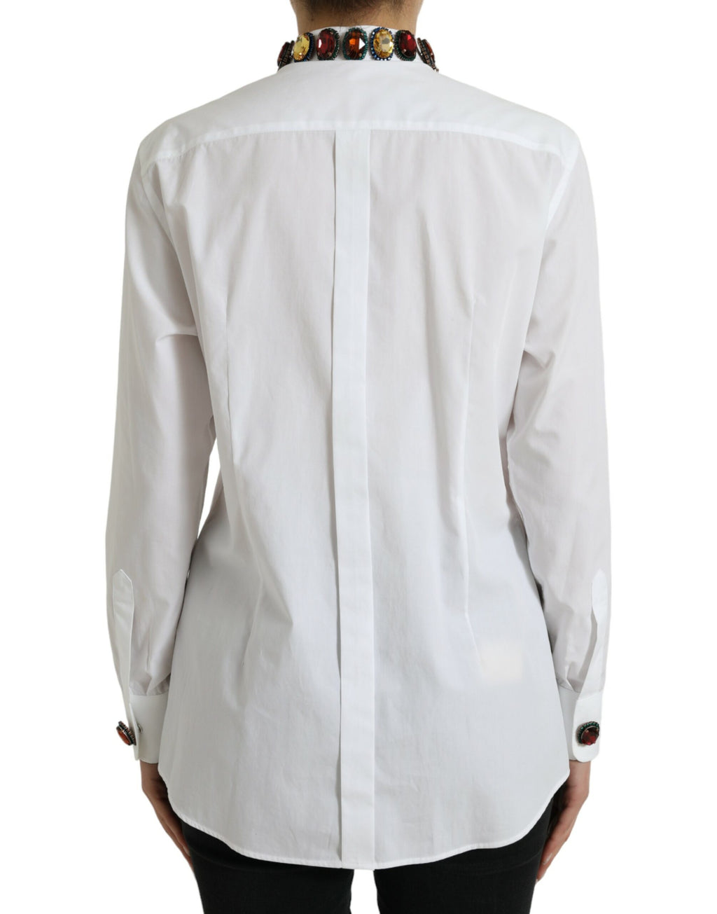 Dolce &amp; Gabbana - Haut chemise en coton blanc orné de cristaux