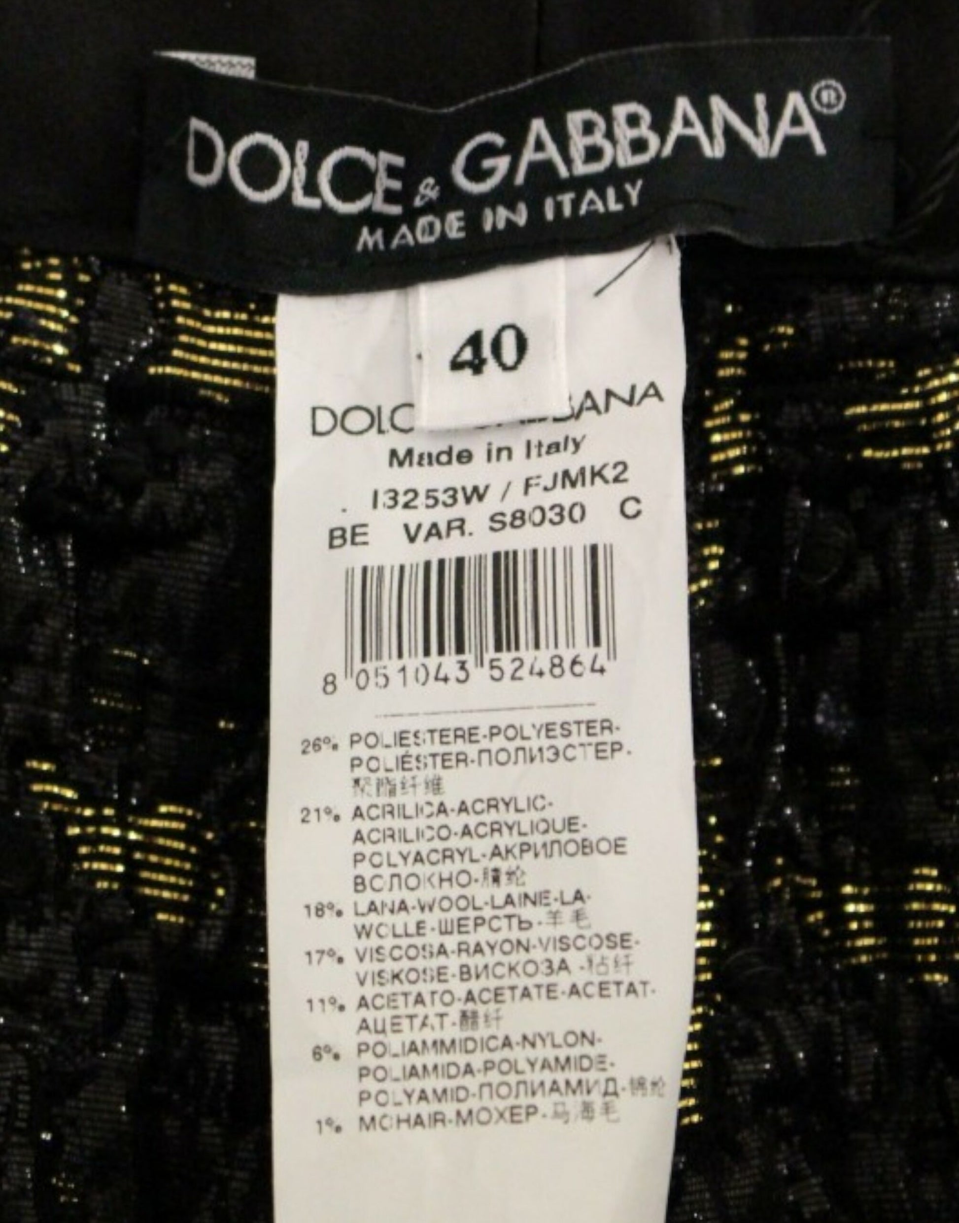 Pantalon short en tissu noir Dolce &amp; Gabbana