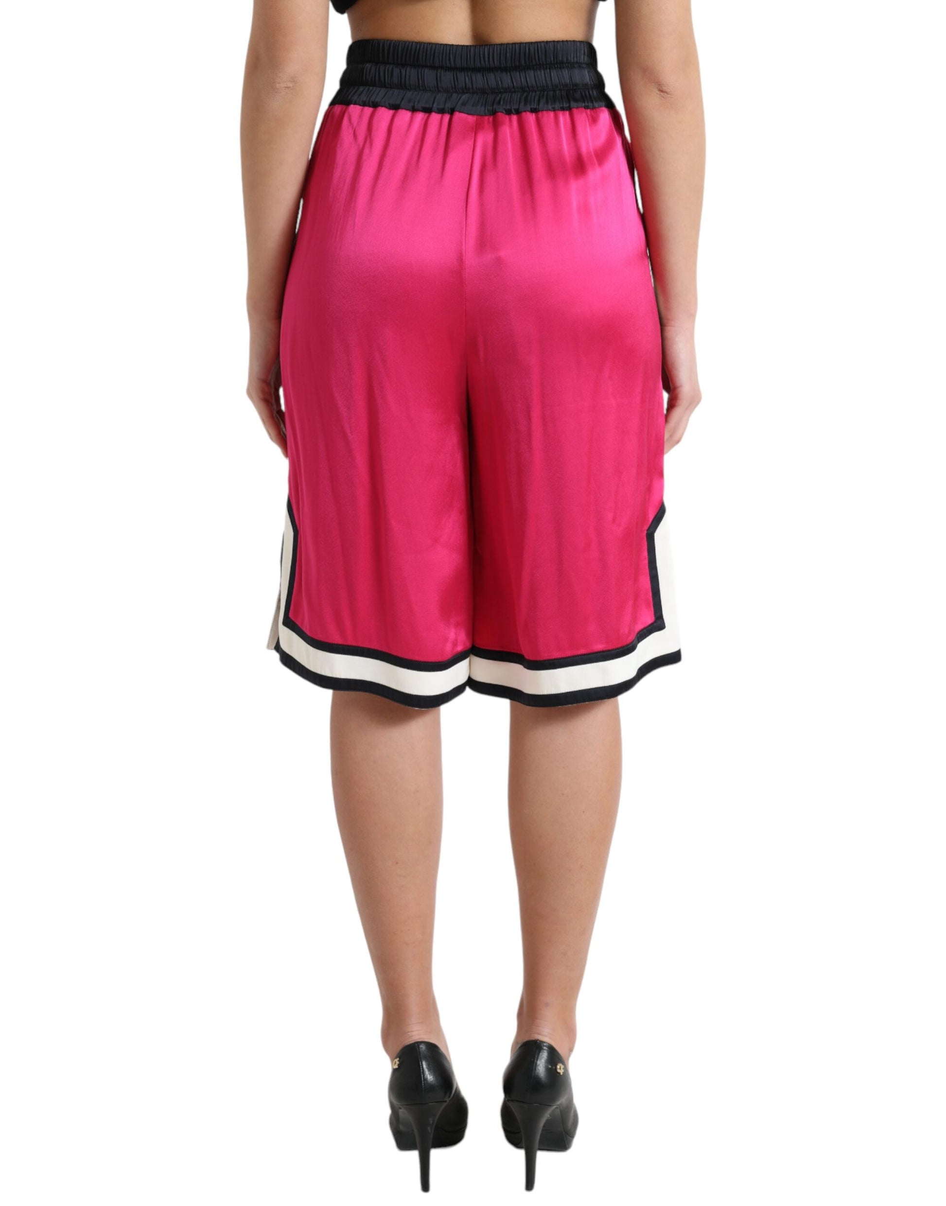 Short taille haute en jersey de viscose rose avec logo Dolce &amp; Gabbana