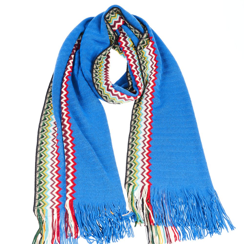 Écharpe homme en laine bleue Missoni