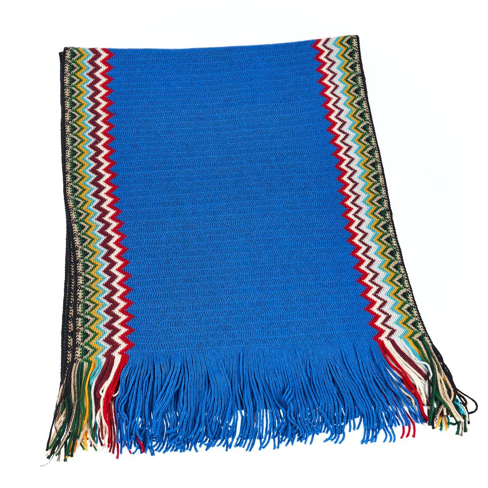 Écharpe homme en laine bleue Missoni