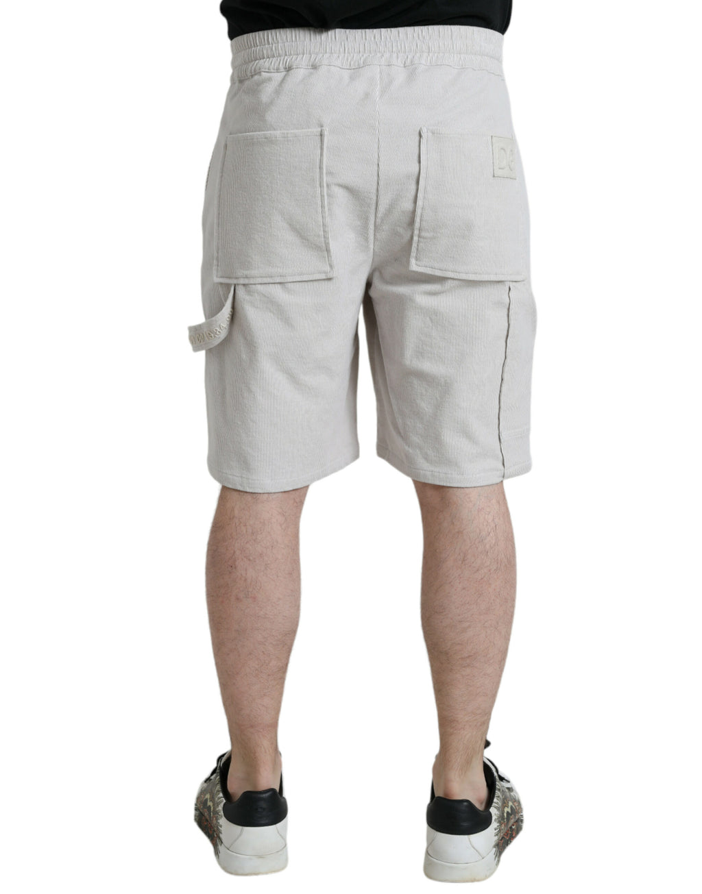 Bermuda en velours côtelé de coton beige Dolce &amp; Gabbana avec logo