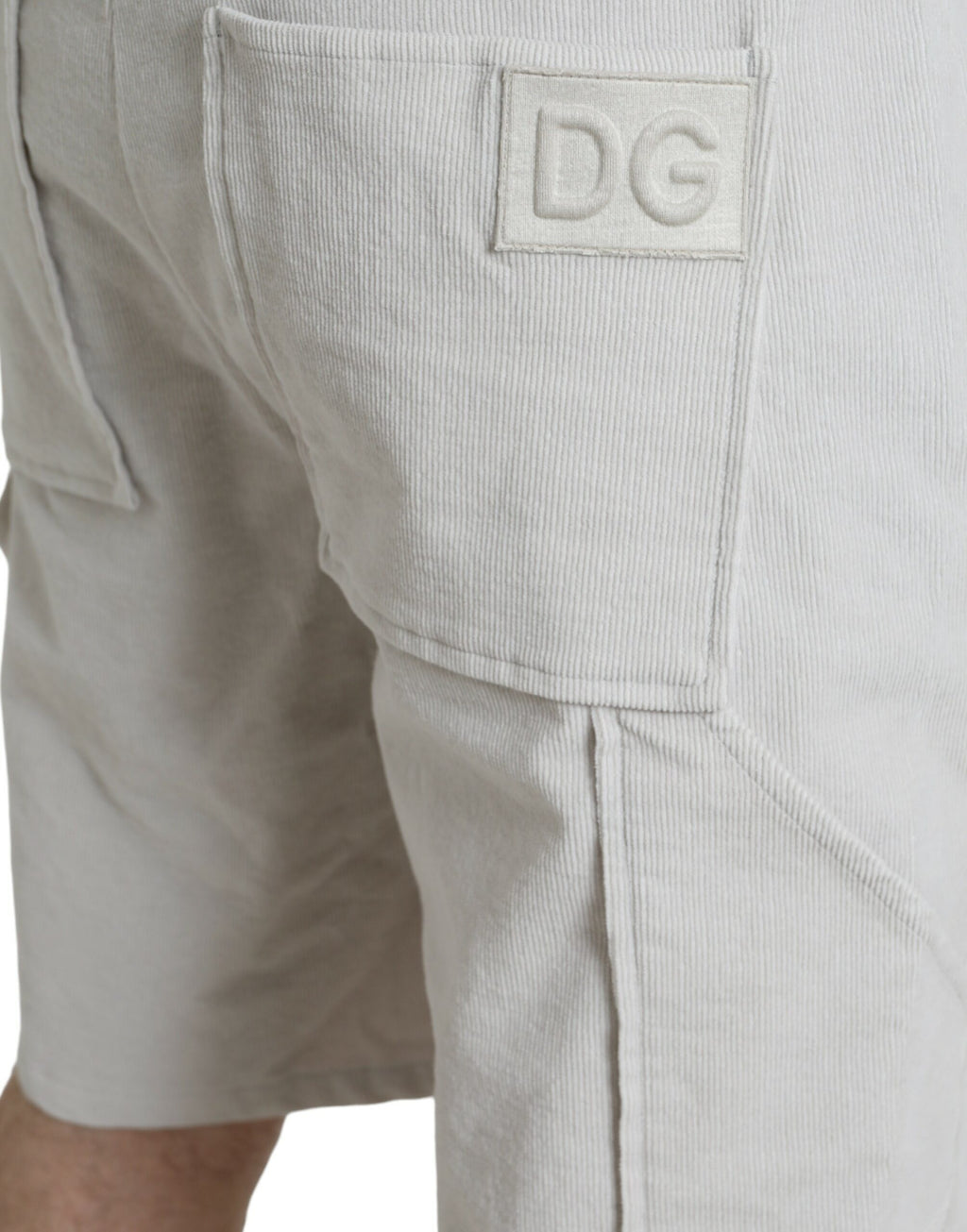Bermuda en velours côtelé de coton beige Dolce &amp; Gabbana avec logo