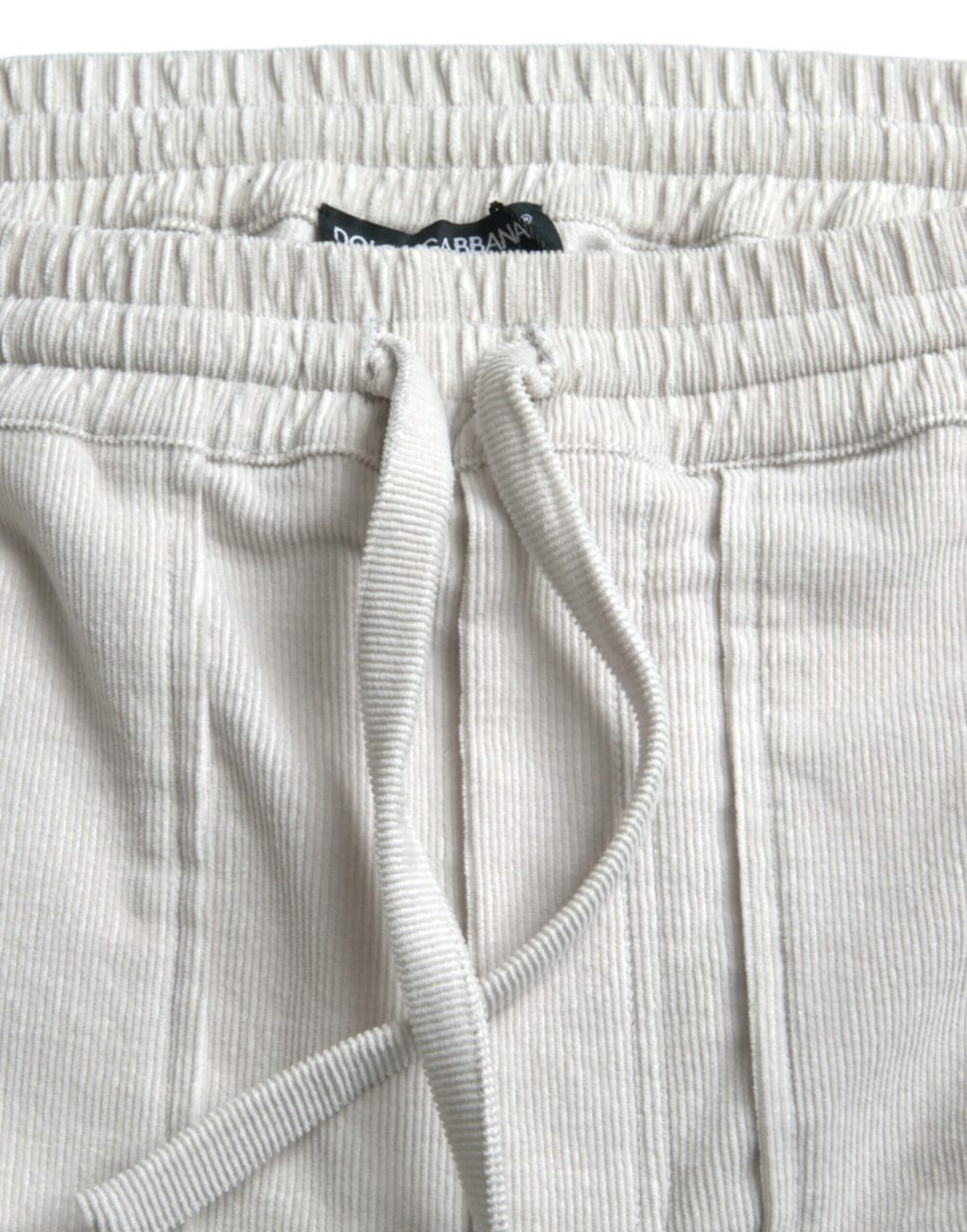 Bermuda en velours côtelé de coton beige Dolce &amp; Gabbana avec logo