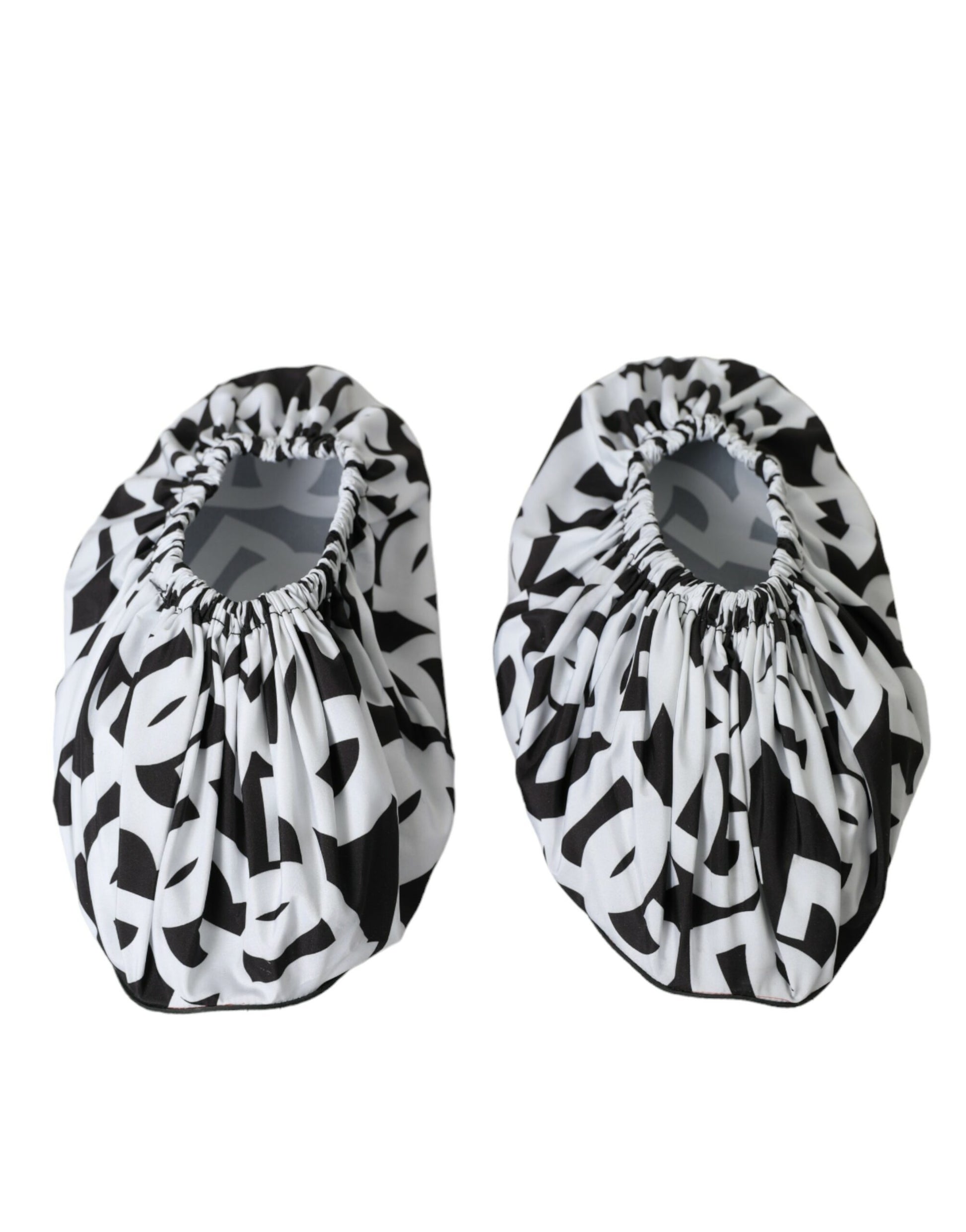 Chaussures plates à enfiler en nylon blanc avec logo imprimé Dolce &amp; Gabbana