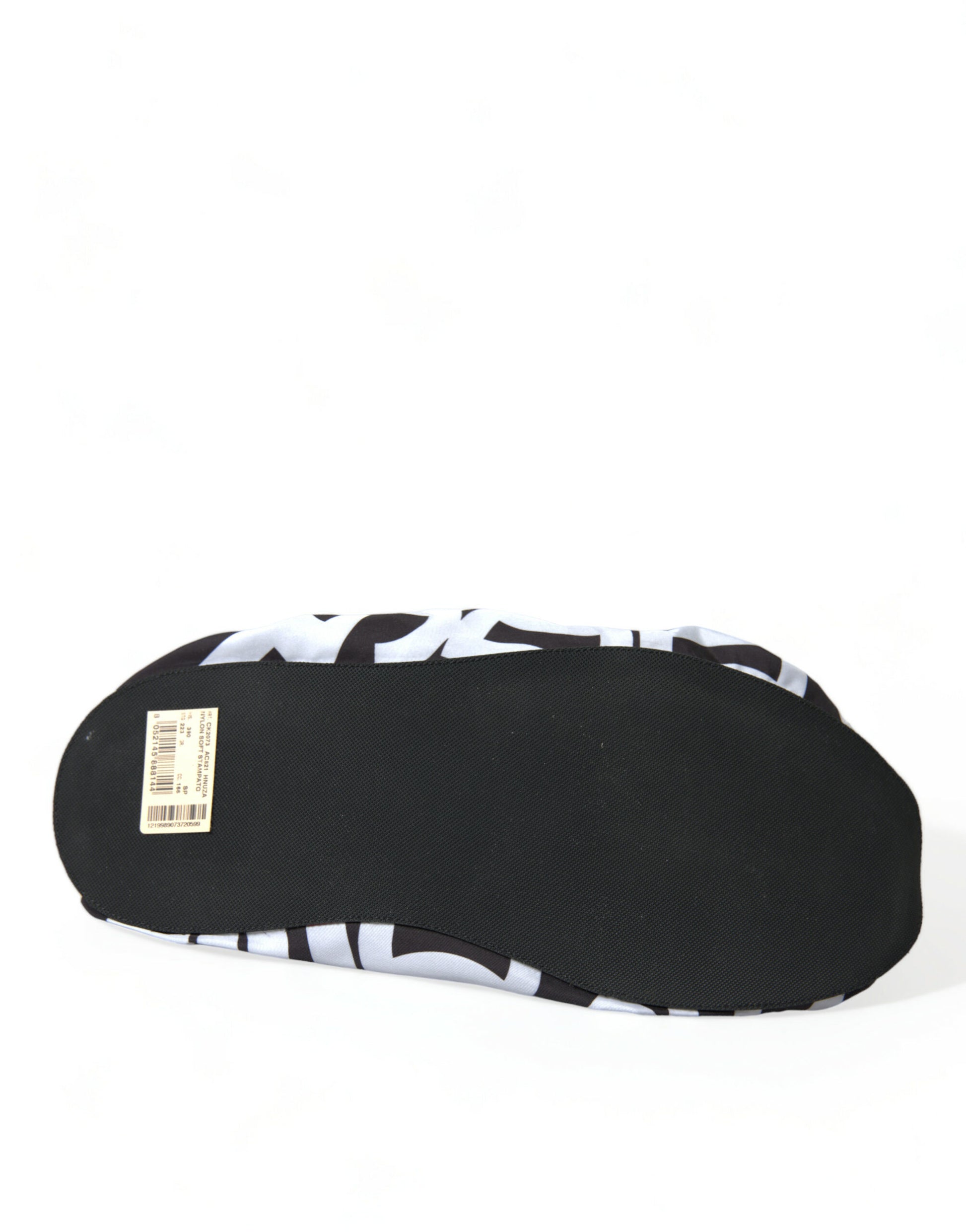 Chaussures plates à enfiler en nylon blanc avec logo imprimé Dolce &amp; Gabbana