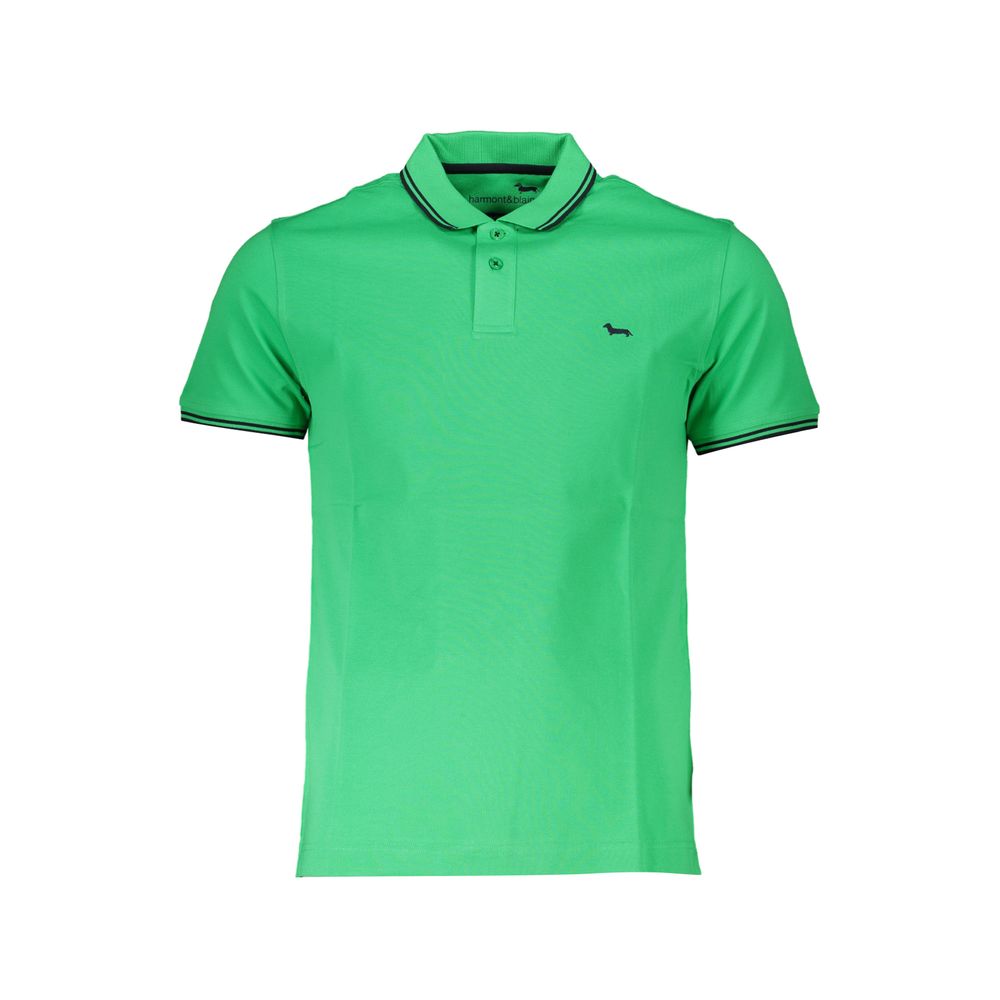 Polo en coton vert chic Harmont &amp; Blaine avec détails contrastés