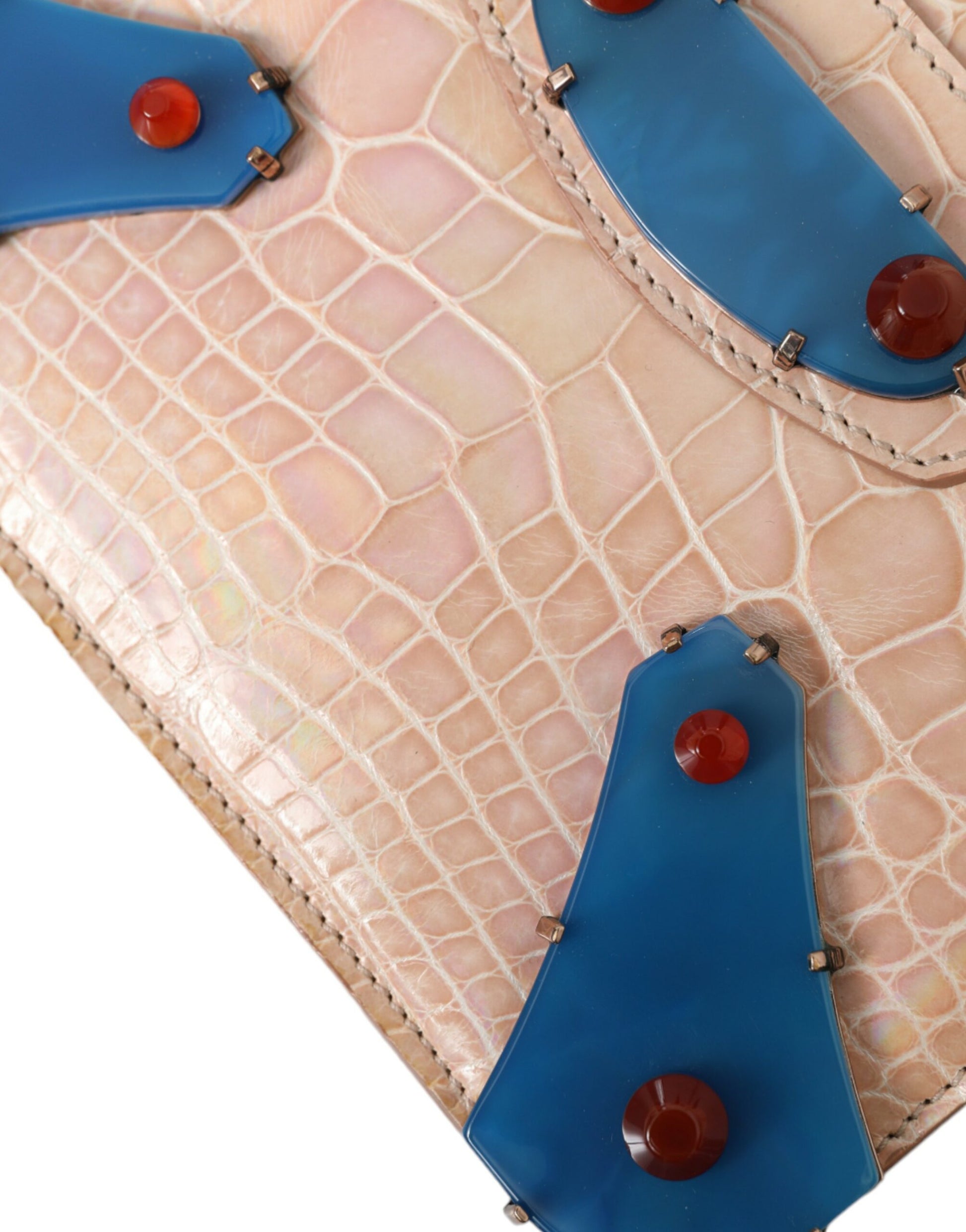Sac à main Balenciaga en cuir exotique beige et bleu agate avec chaîne dorée