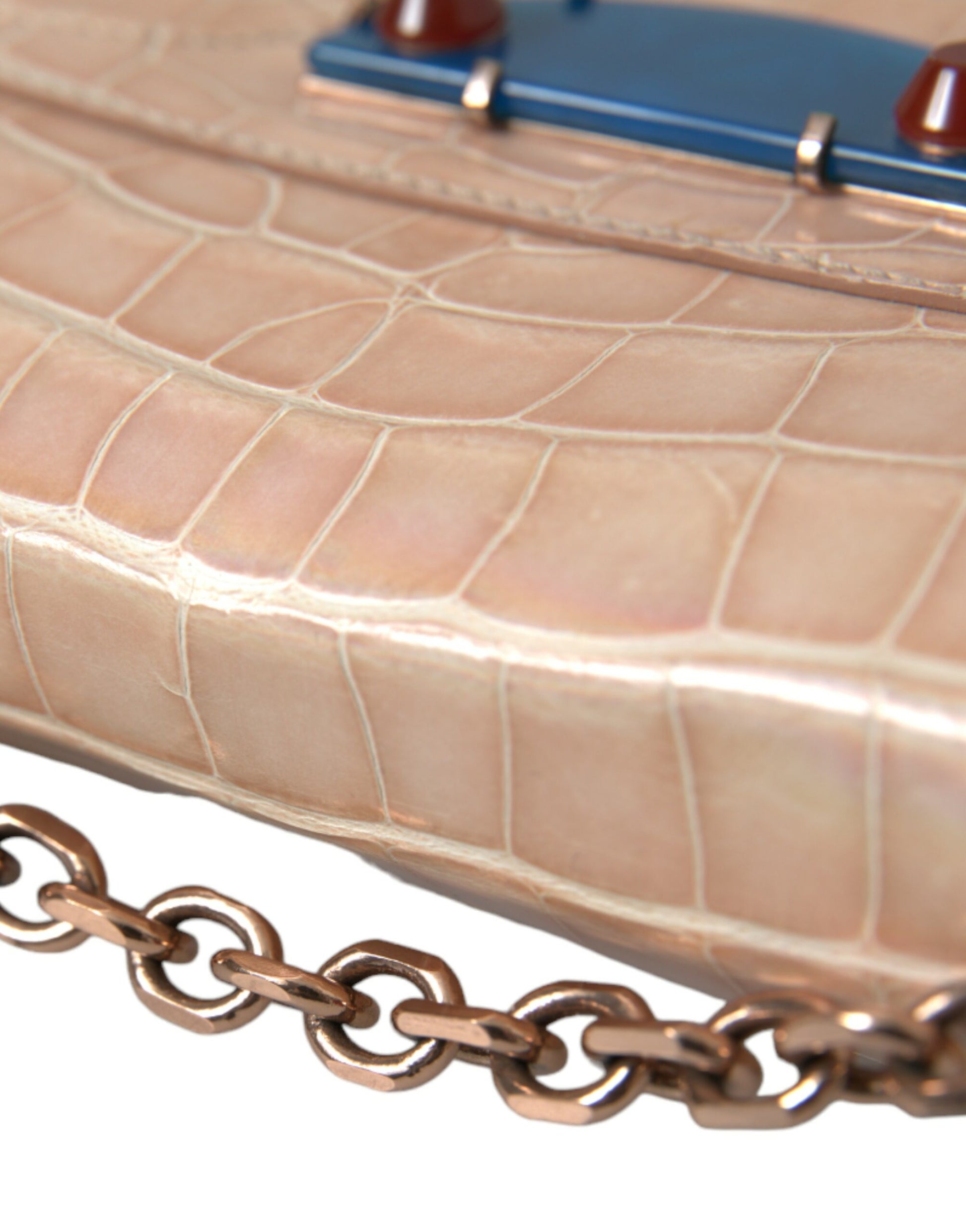 Sac à main Balenciaga en cuir exotique beige et bleu agate avec chaîne dorée
