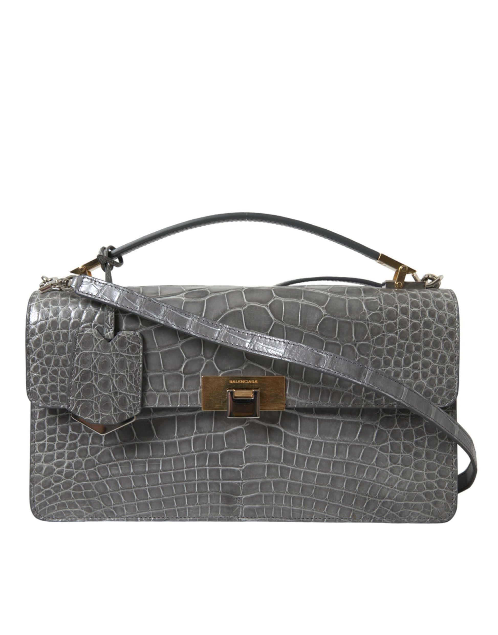 Sac à main Balenciaga en cuir exotique gris de taille moyenne