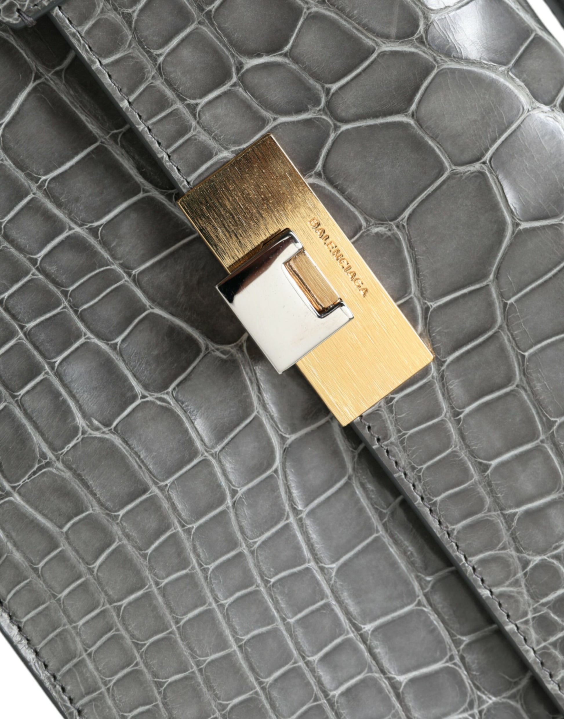 Sac à main Balenciaga en cuir exotique gris de taille moyenne