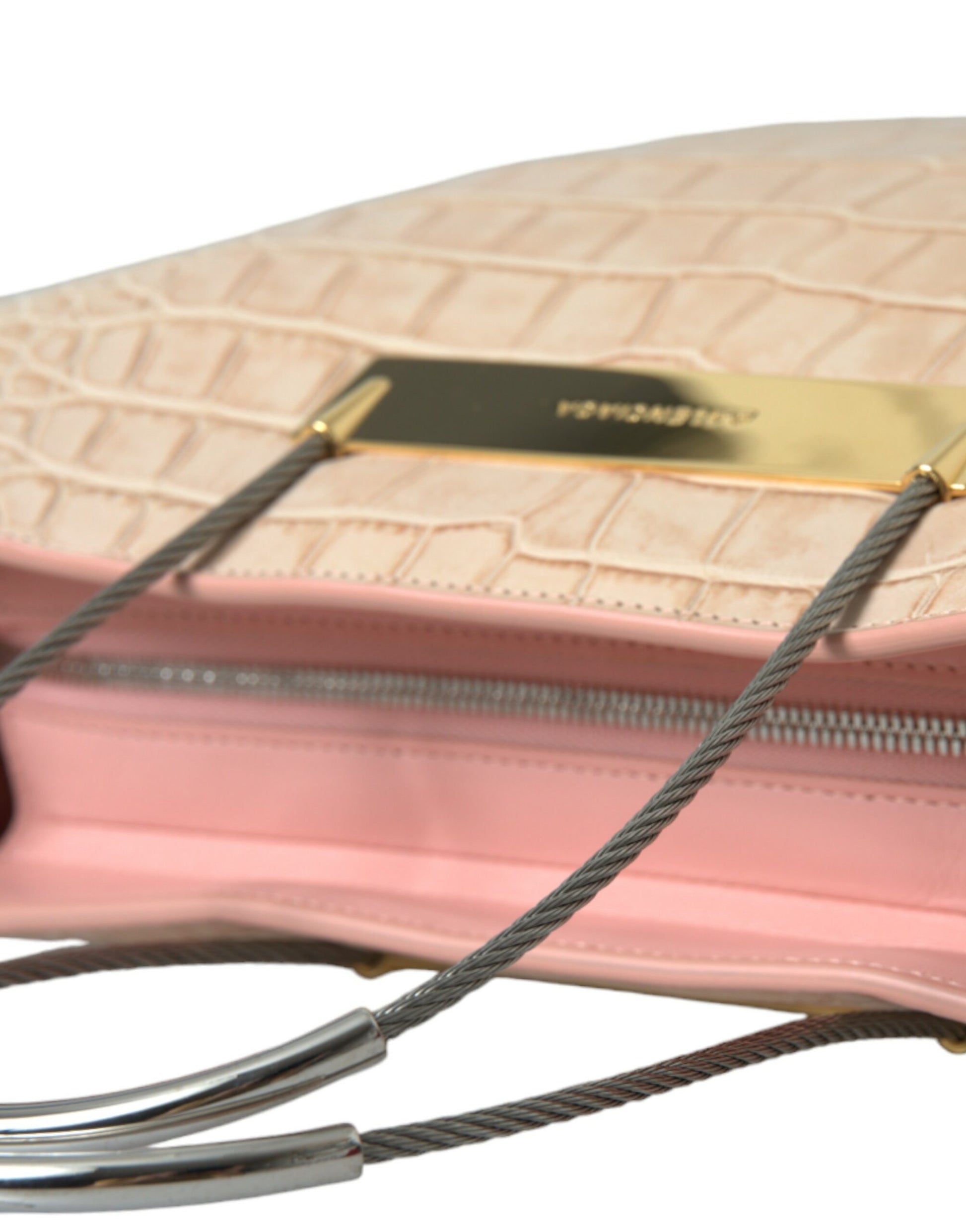 Sac cabas Balenciaga en cuir exotique rose gaufré avec poignée torsadée
