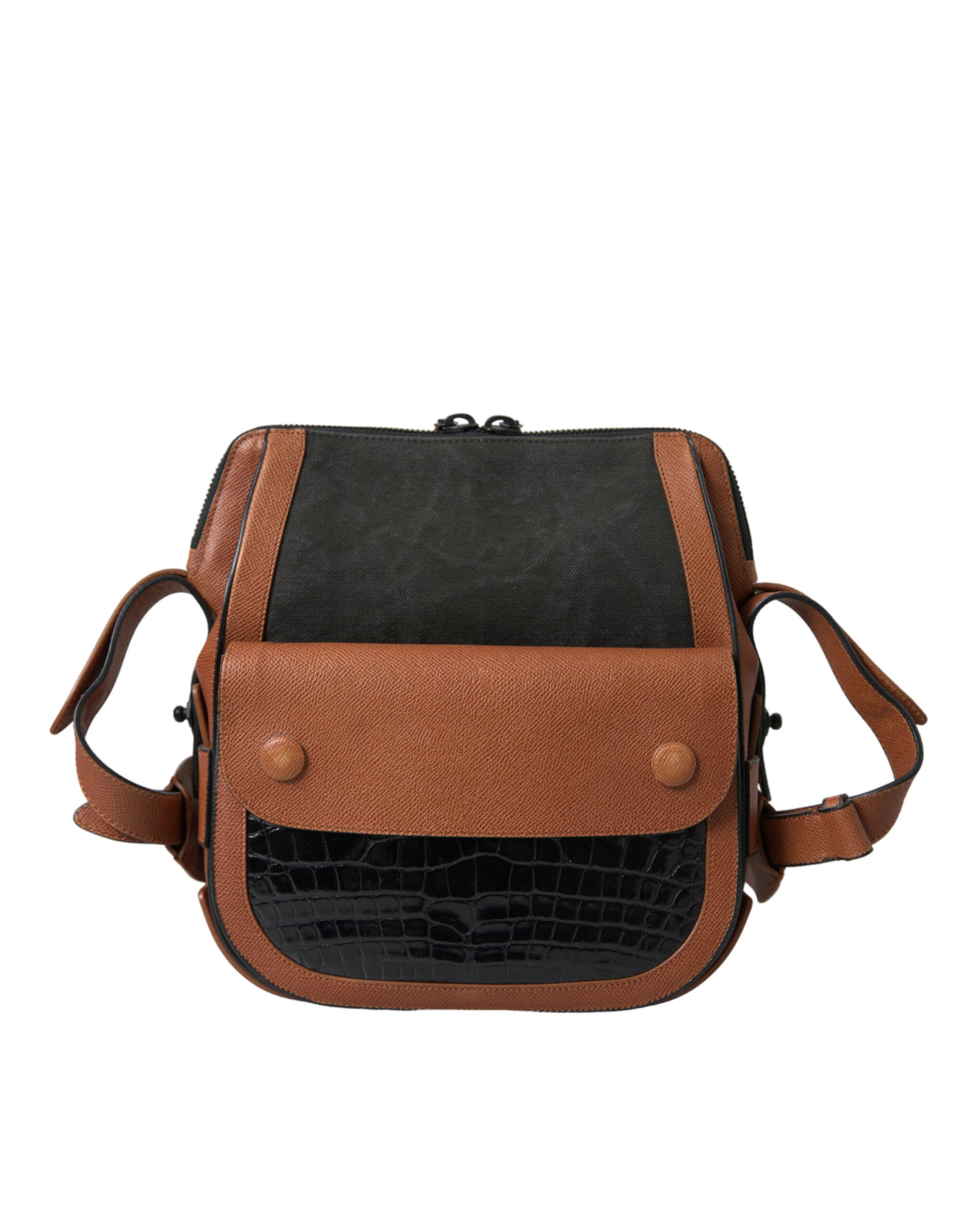 Sac à bandoulière vertical en cuir exotique noir et marron Balenciaga