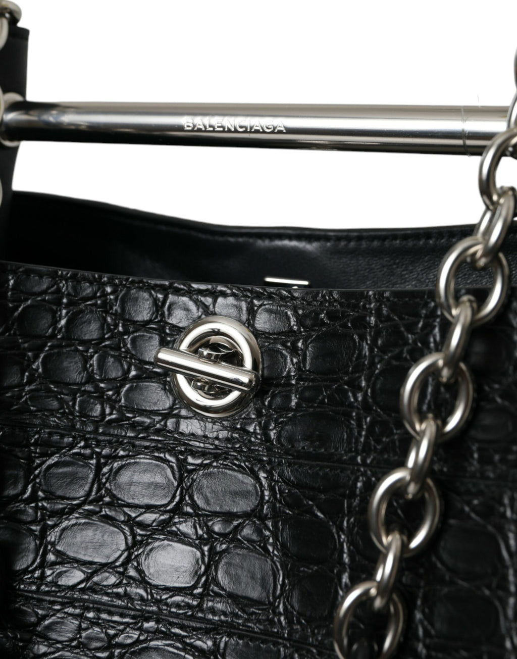 Sac fourre-tout seau maxi en cuir exotique noir Balenciaga