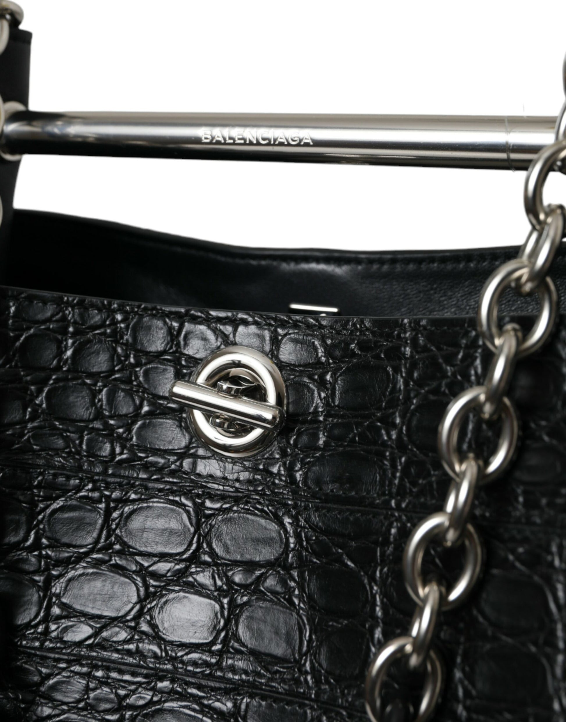 Sac fourre-tout seau maxi en cuir exotique noir Balenciaga