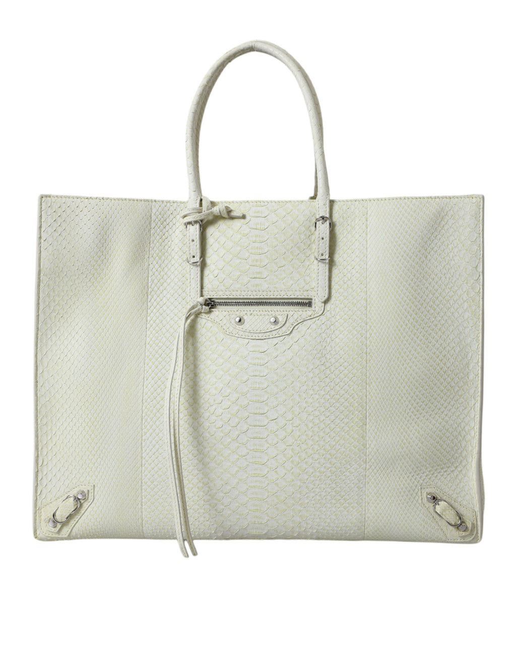 Sac cabas Balenciaga en cuir exotique blanc et jaune