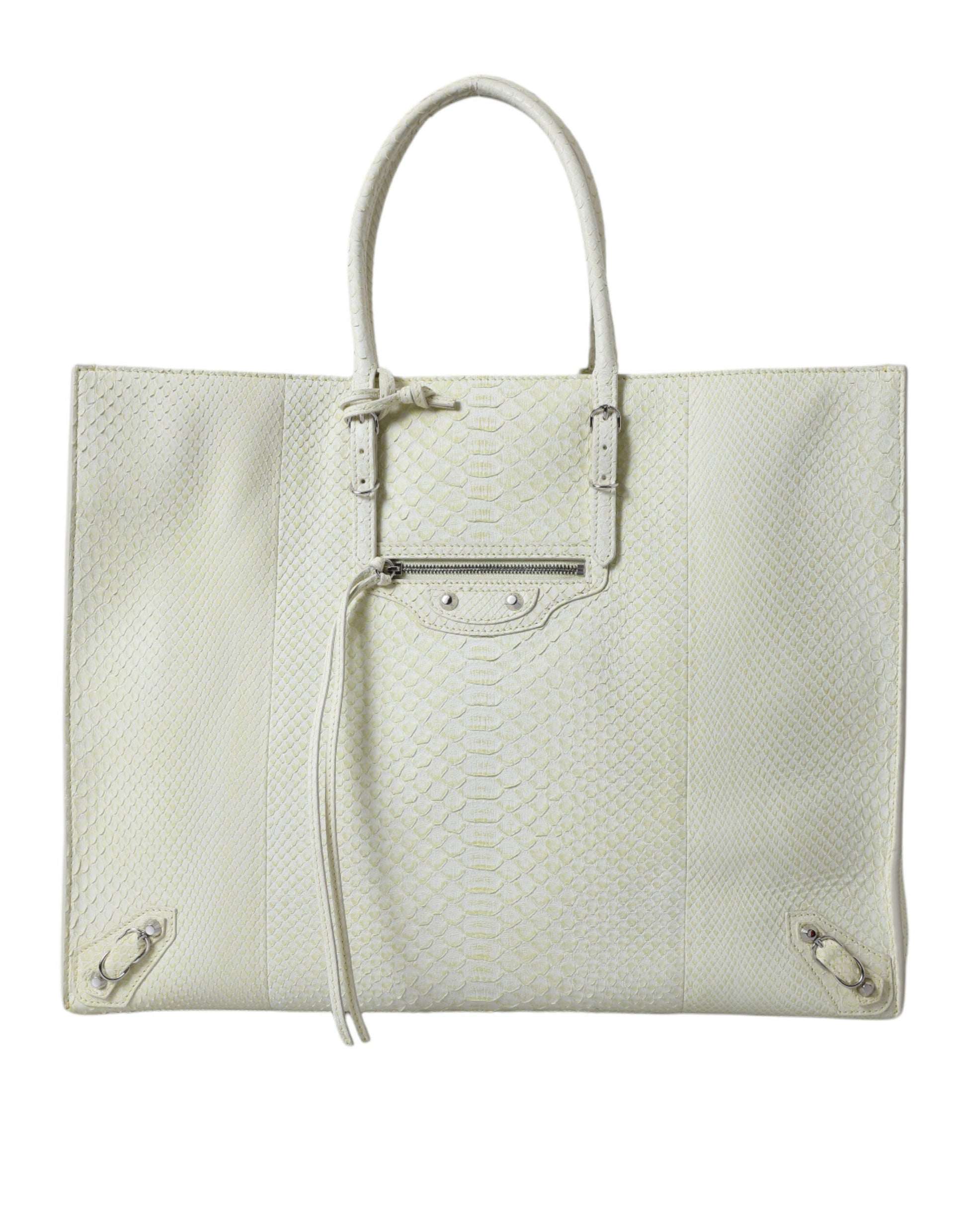 Sac cabas Balenciaga en cuir exotique blanc et jaune