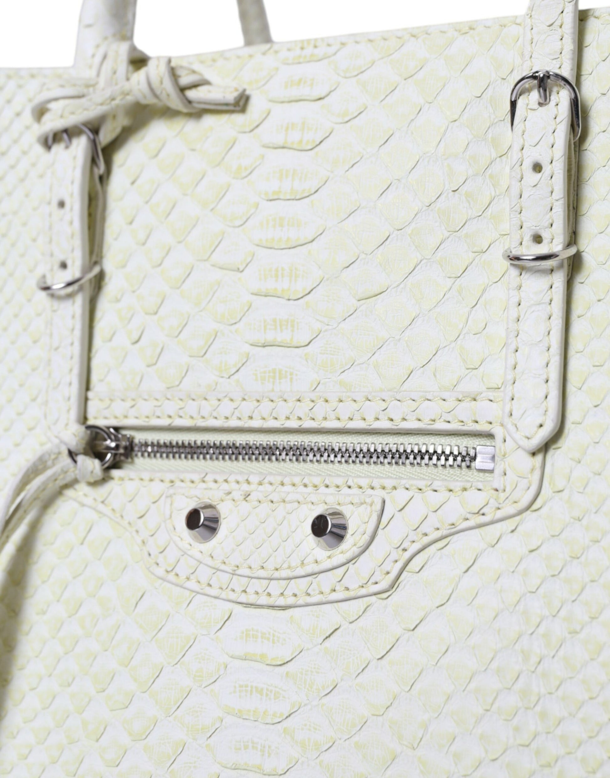 Sac cabas Balenciaga en cuir exotique blanc et jaune