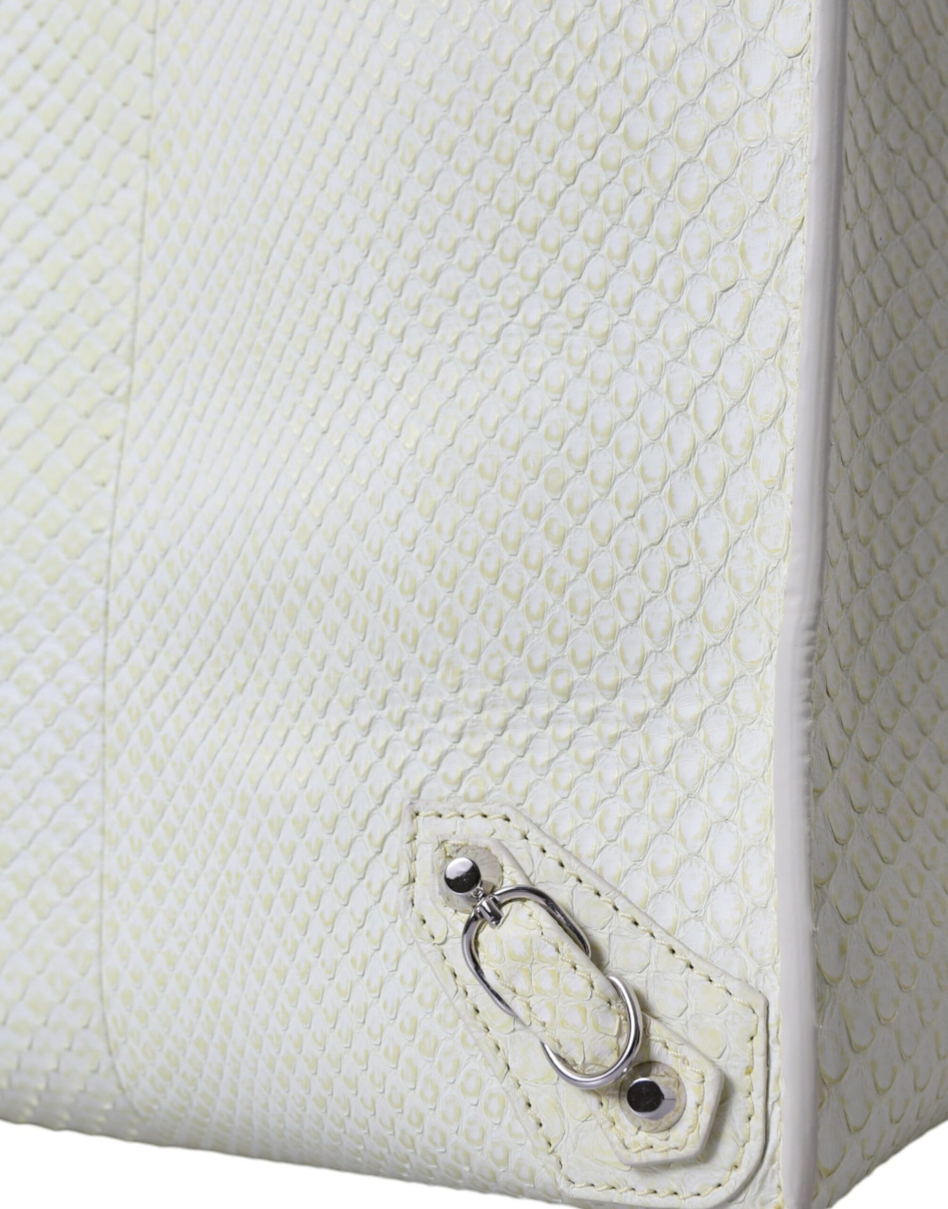Sac cabas Balenciaga en cuir exotique blanc et jaune