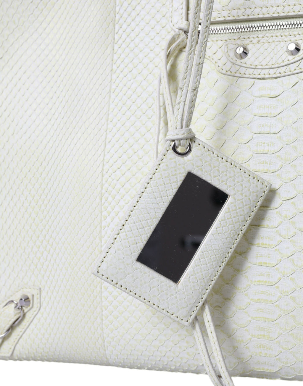 Sac cabas Balenciaga en cuir exotique blanc et jaune