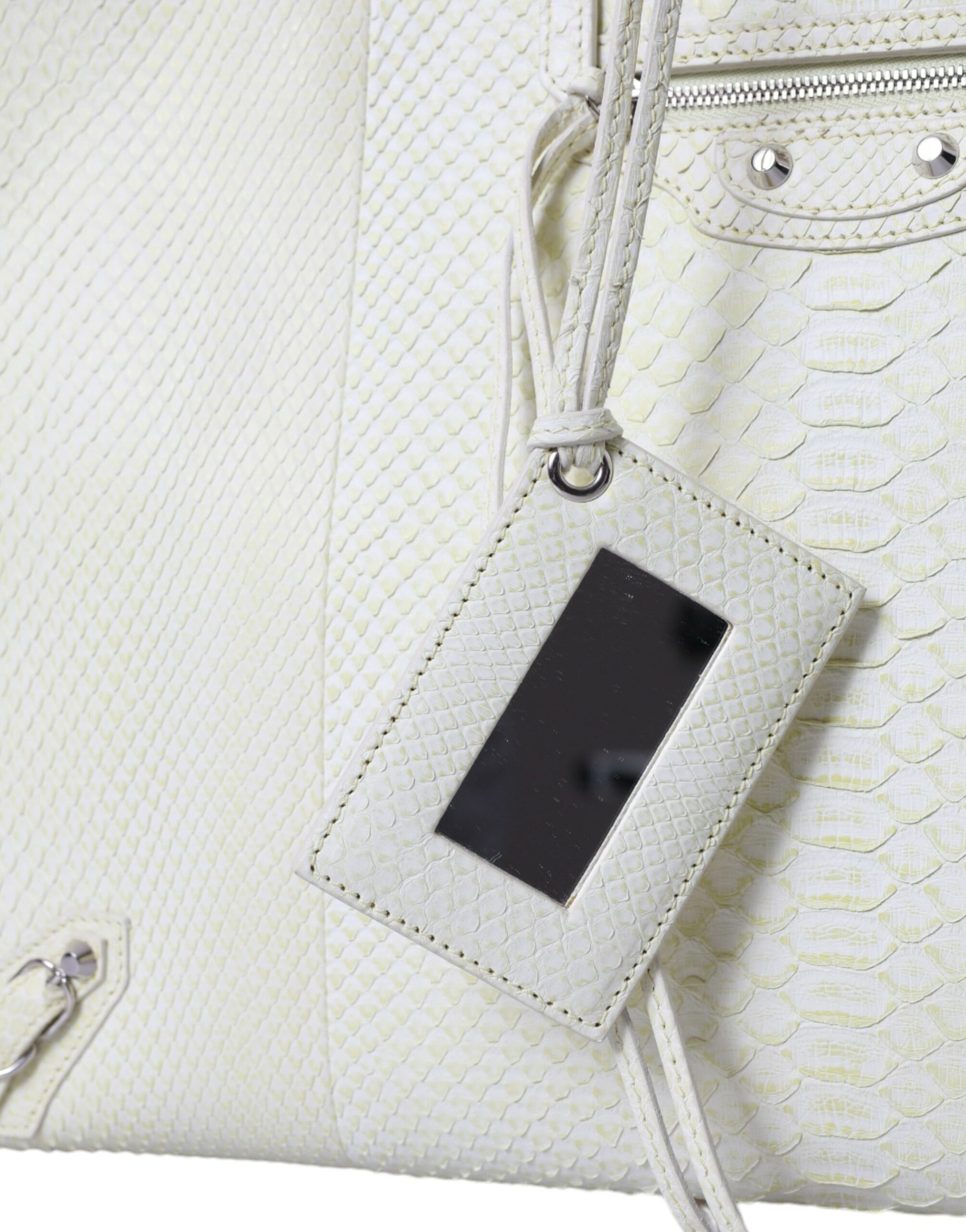 Sac cabas Balenciaga en cuir exotique blanc et jaune