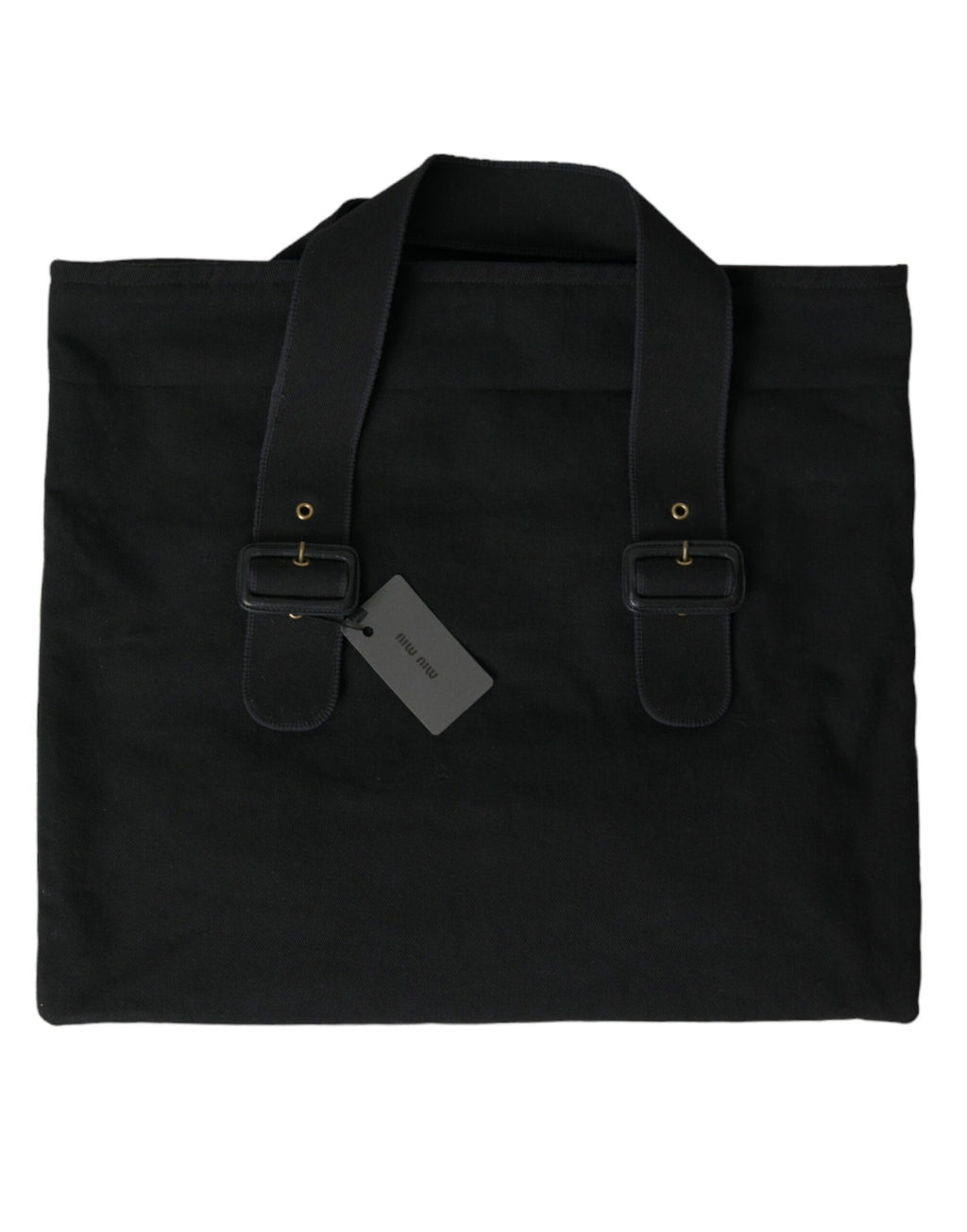 Sac cabas en toile noire avec logo Miu Miu