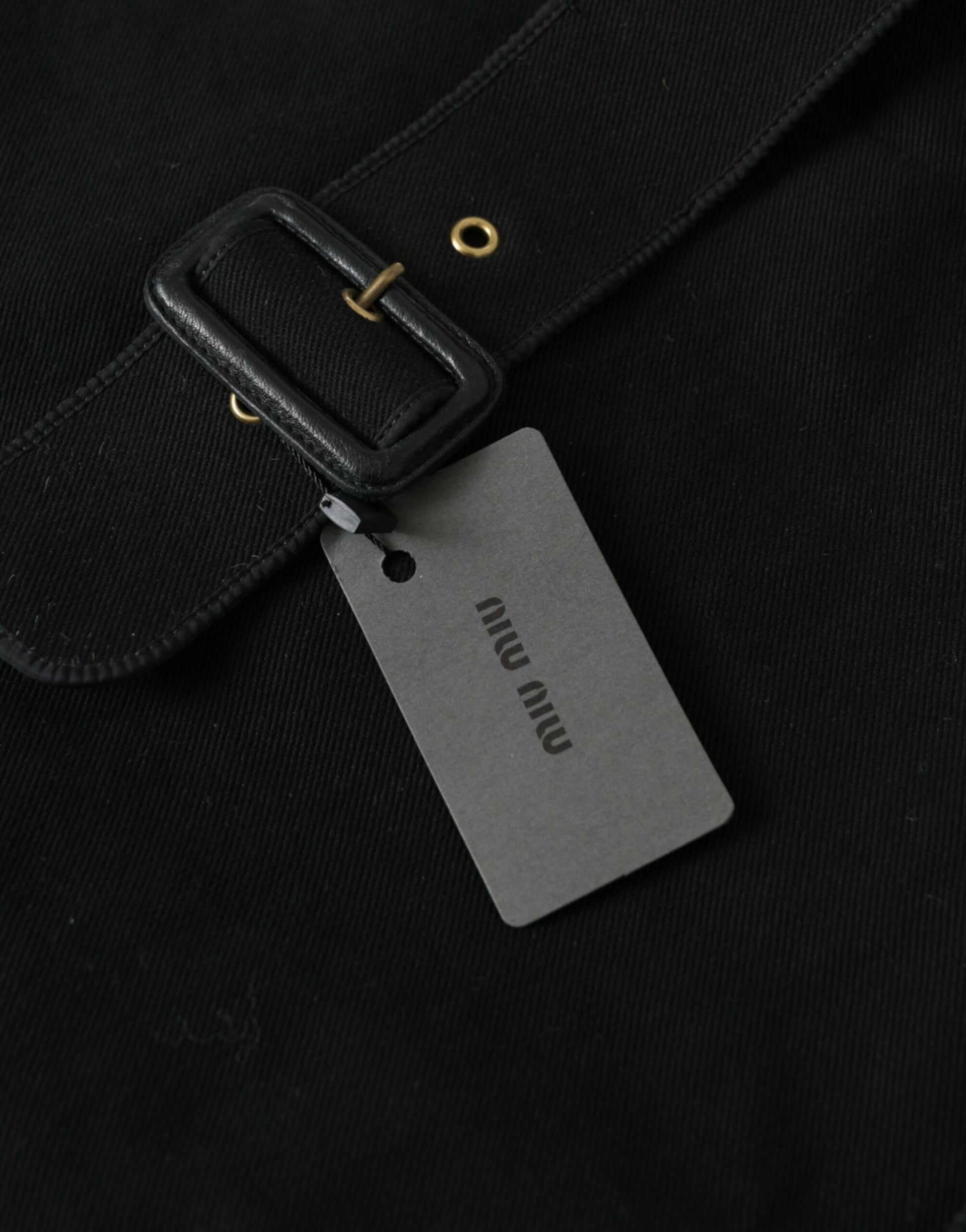 Sac cabas en toile noire avec logo Miu Miu
