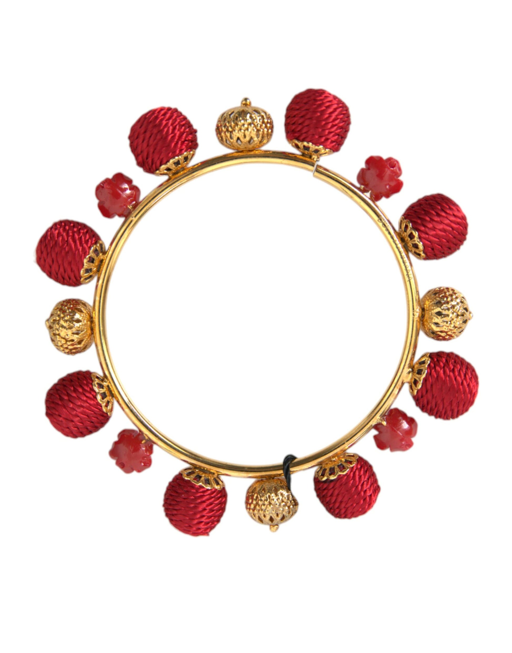 Bracelet Dolce &amp; Gabbana en laiton doré et rouge RUNWAY Sicilia Natale Roses