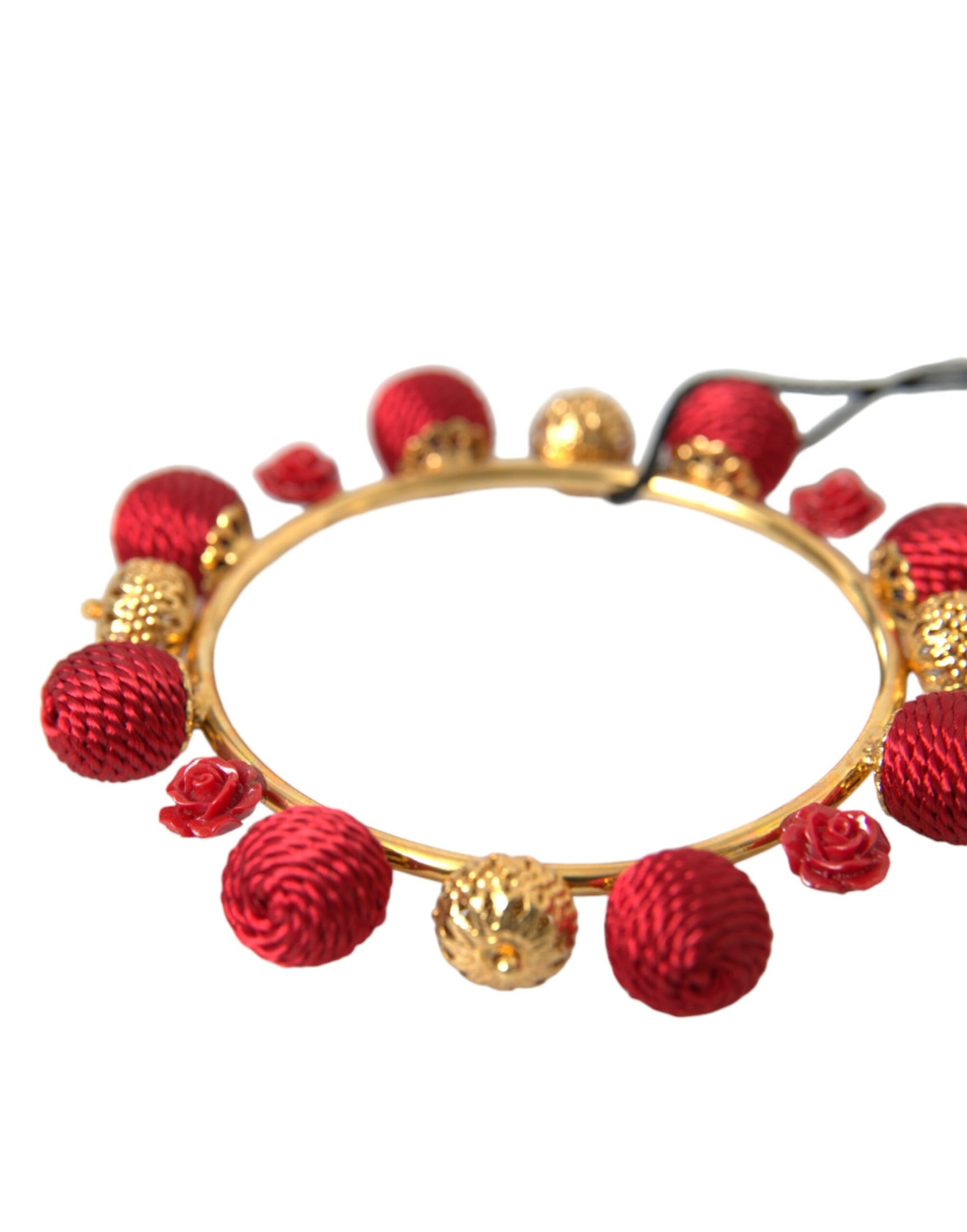 Bracelet Dolce &amp; Gabbana en laiton doré et rouge RUNWAY Sicilia Natale Roses