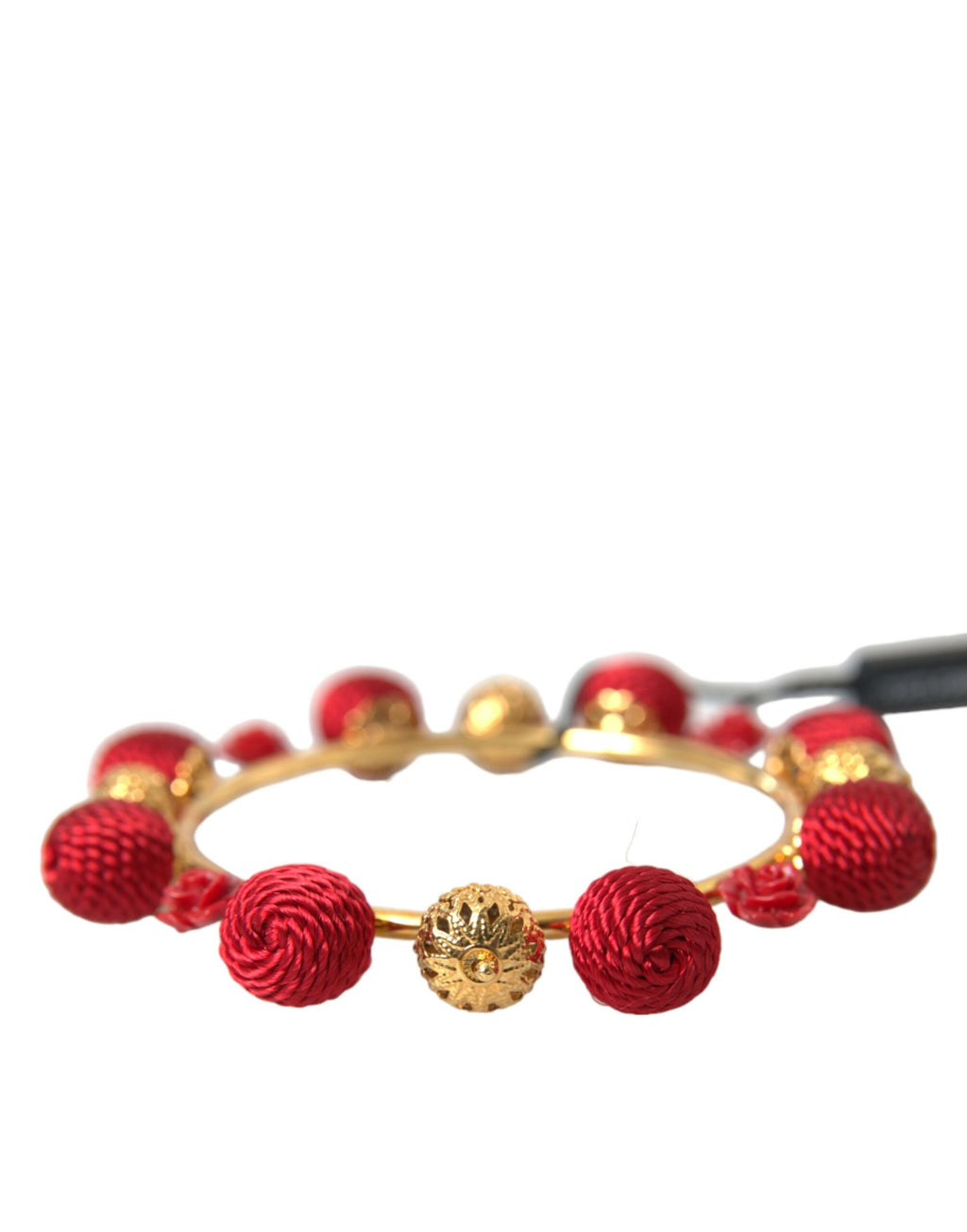 Bracelet Dolce &amp; Gabbana en laiton doré et rouge RUNWAY Sicilia Natale Roses