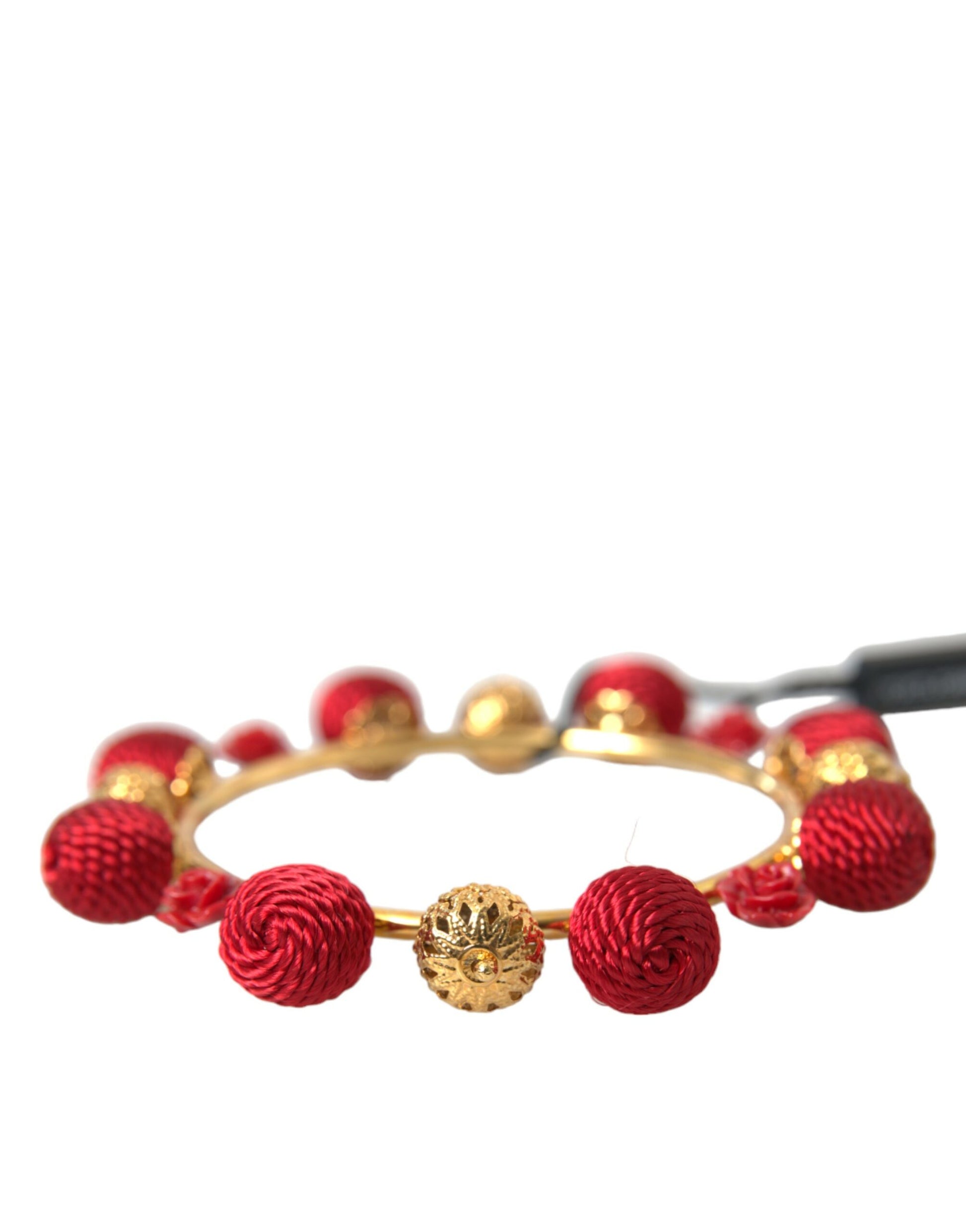 Bracelet Dolce &amp; Gabbana en laiton doré et rouge RUNWAY Sicilia Natale Roses