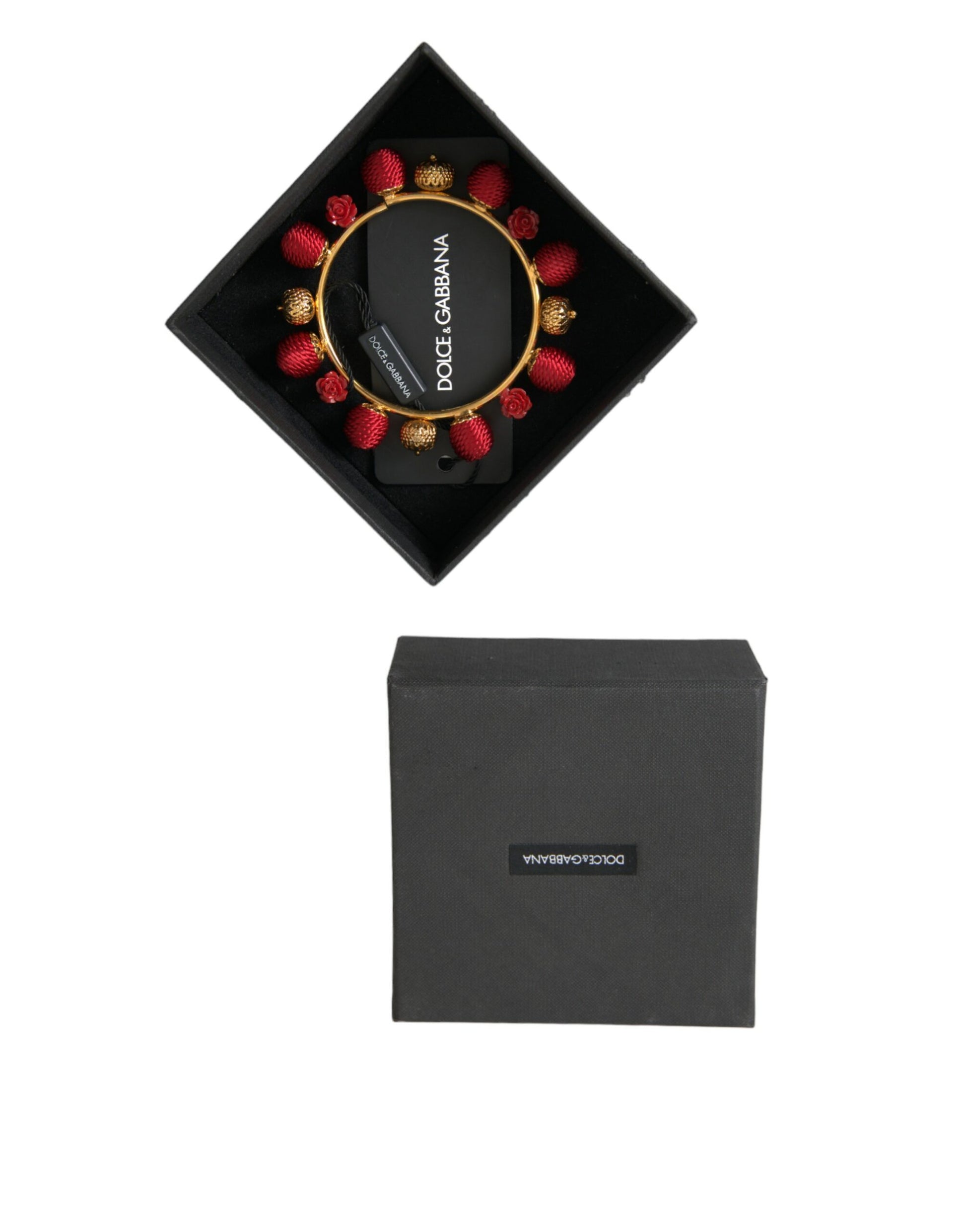Bracelet Dolce &amp; Gabbana en laiton doré et rouge RUNWAY Sicilia Natale Roses
