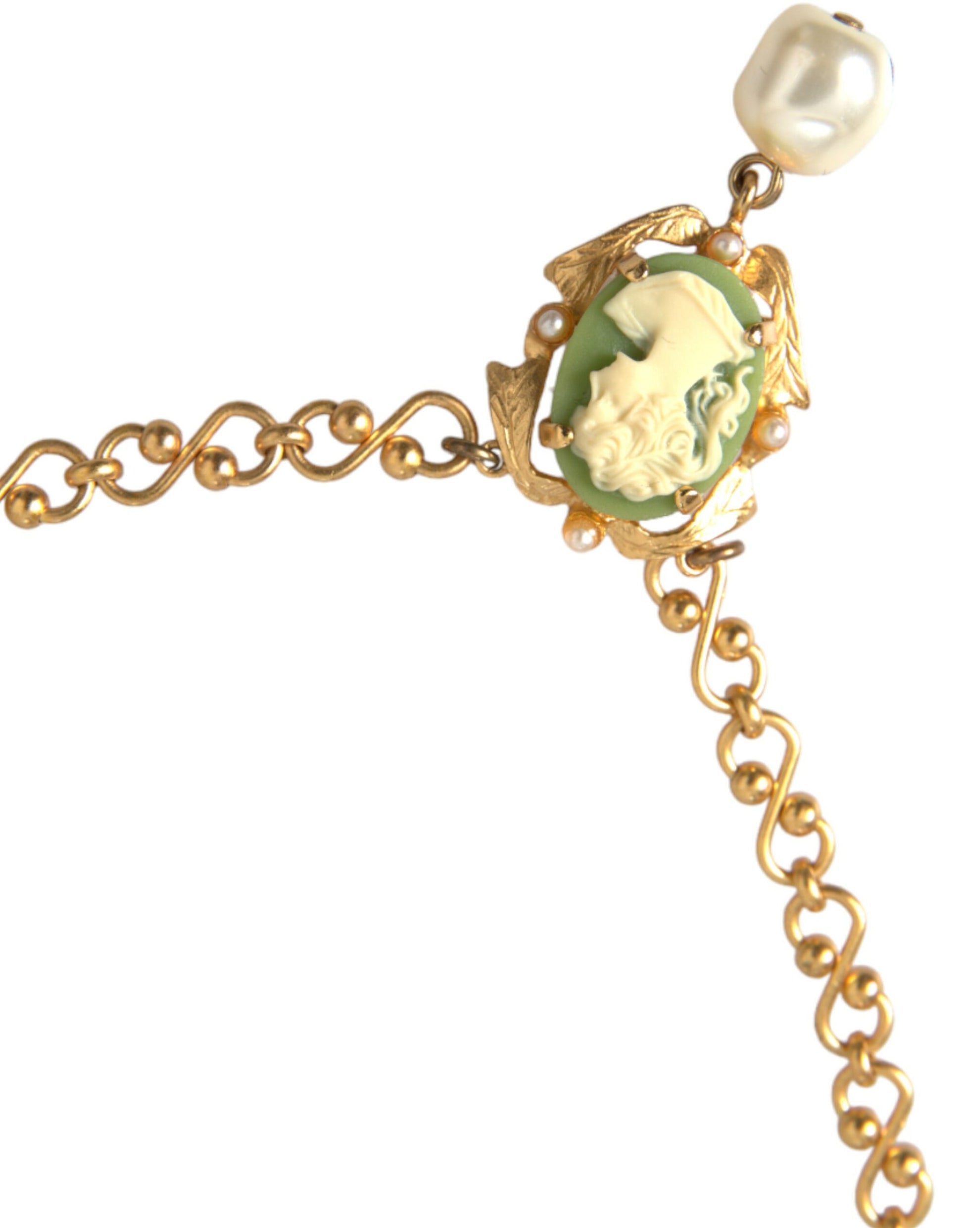 Collier Dolce &amp; Gabbana avec pendentif en perles et chaîne en laiton doré