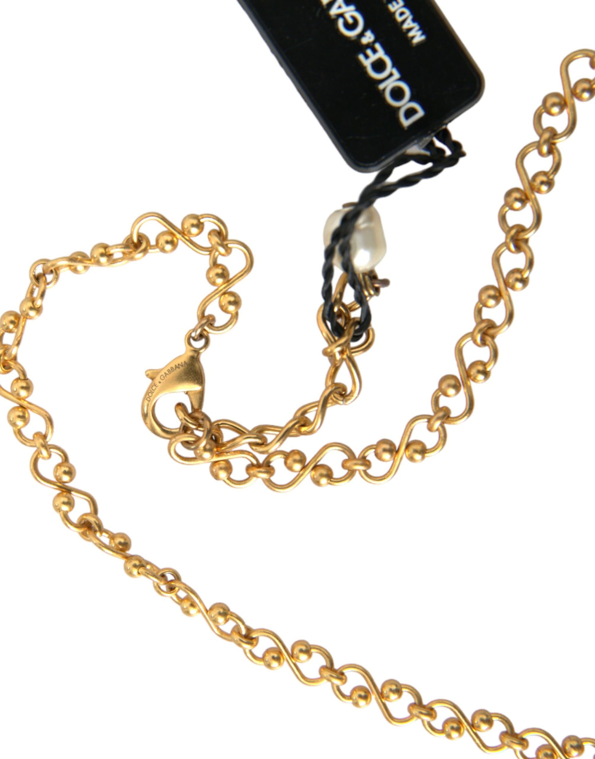 Collier Dolce &amp; Gabbana avec pendentif en perles et chaîne en laiton doré