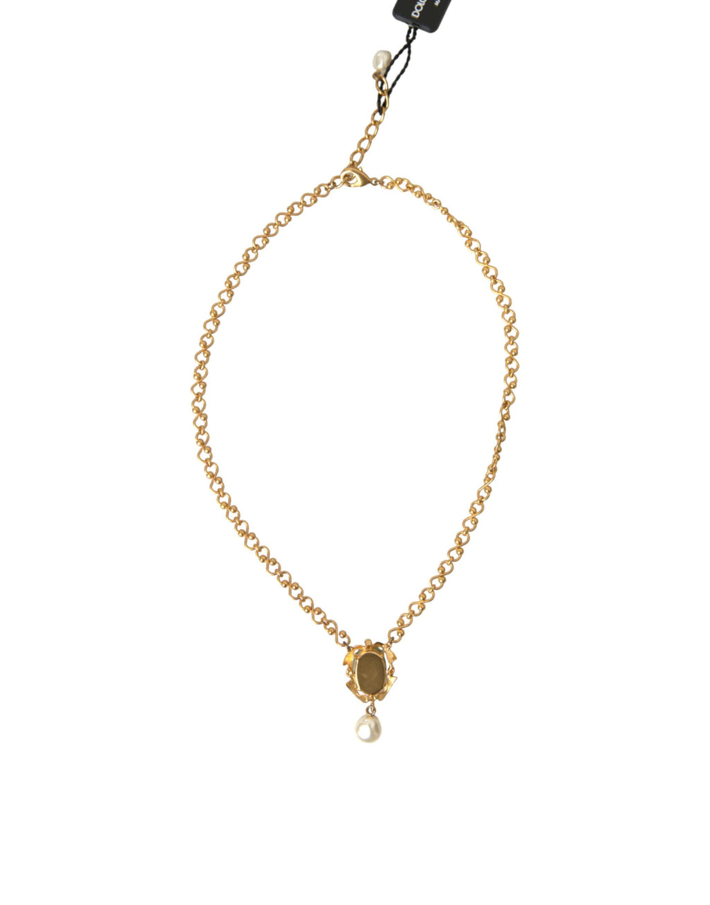 Collier Dolce &amp; Gabbana avec pendentif en perles et chaîne en laiton doré