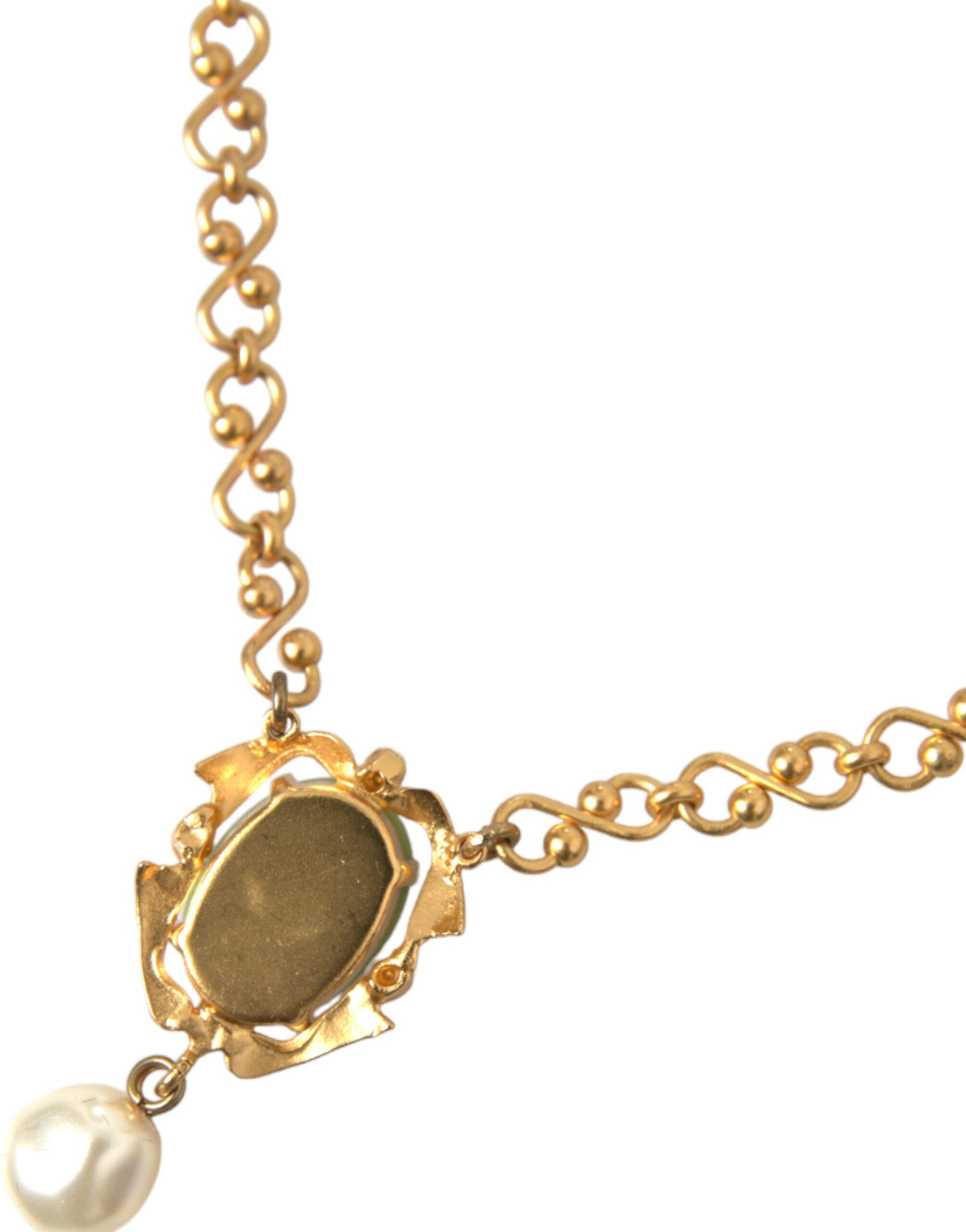 Collier Dolce &amp; Gabbana avec pendentif en perles et chaîne en laiton doré