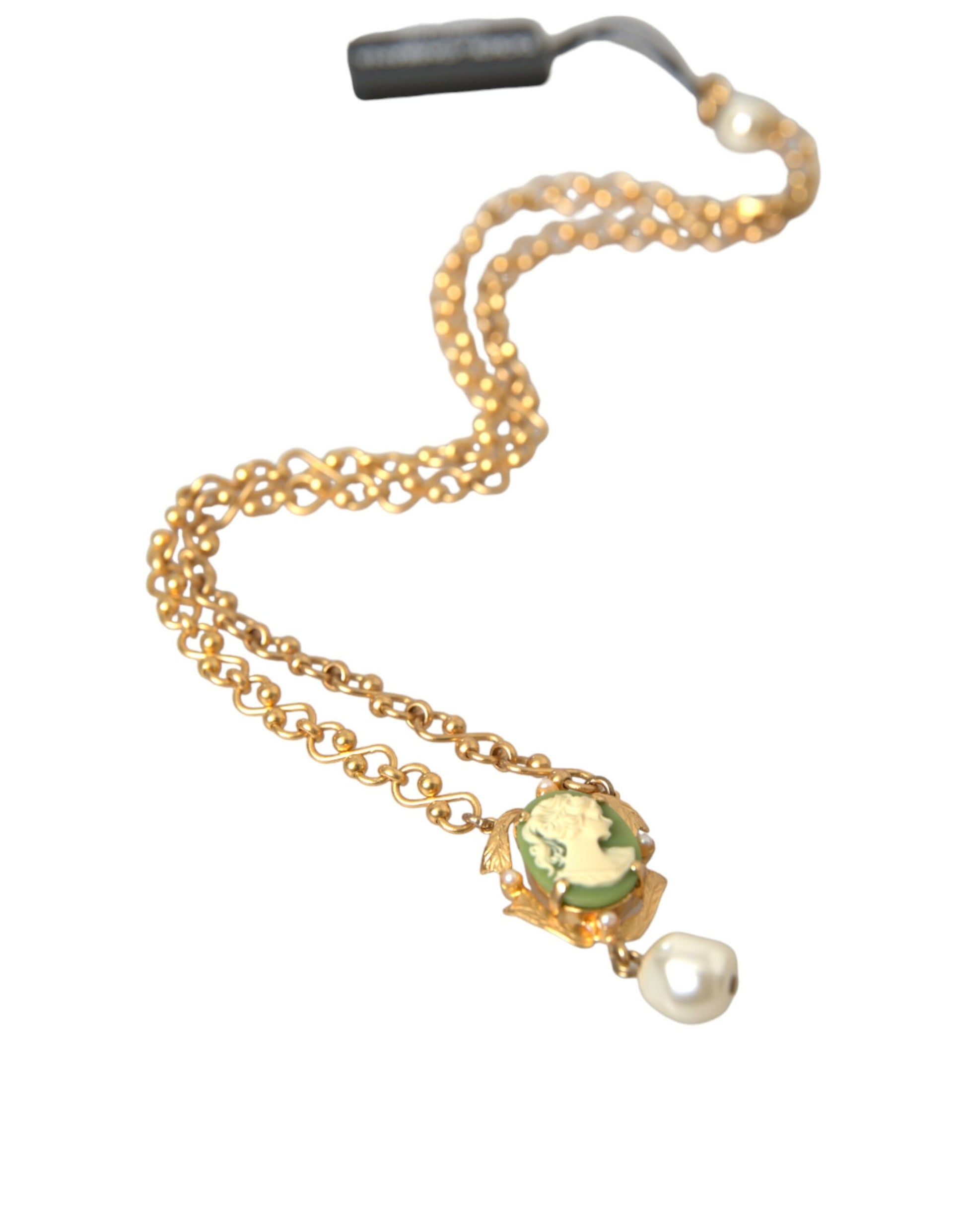 Collier Dolce &amp; Gabbana avec pendentif en perles et chaîne en laiton doré