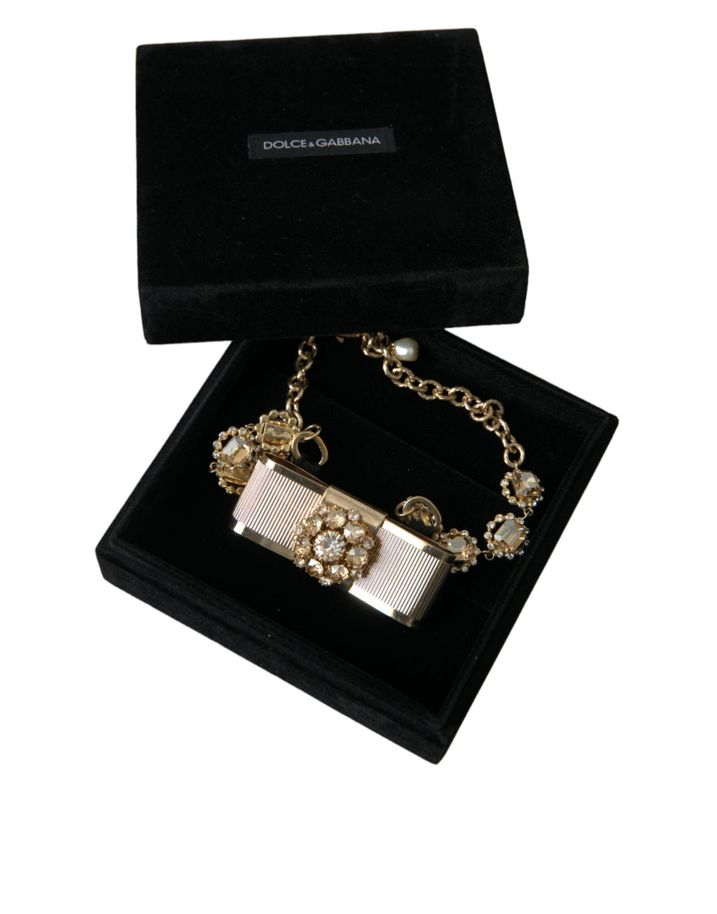 Collier ras du cou Dolce &amp; Gabbana en laiton doré et cristal transparent
