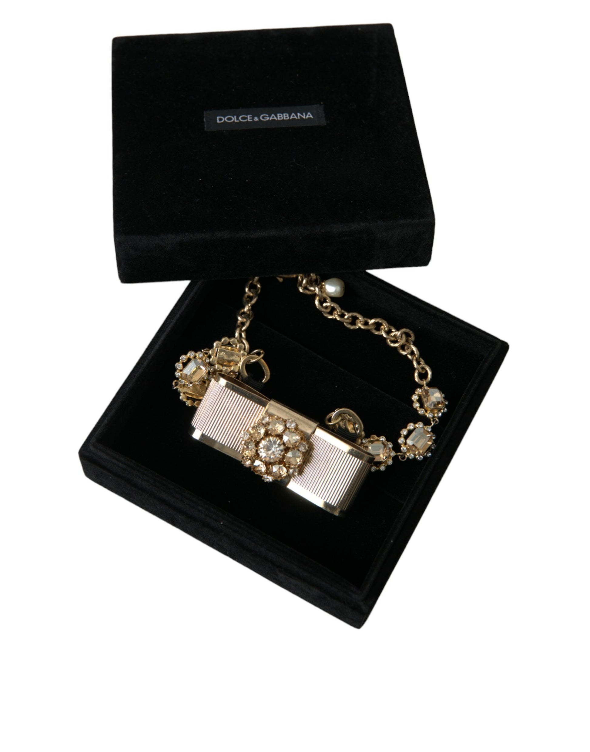 Collier ras du cou Dolce &amp; Gabbana en laiton doré et cristal transparent