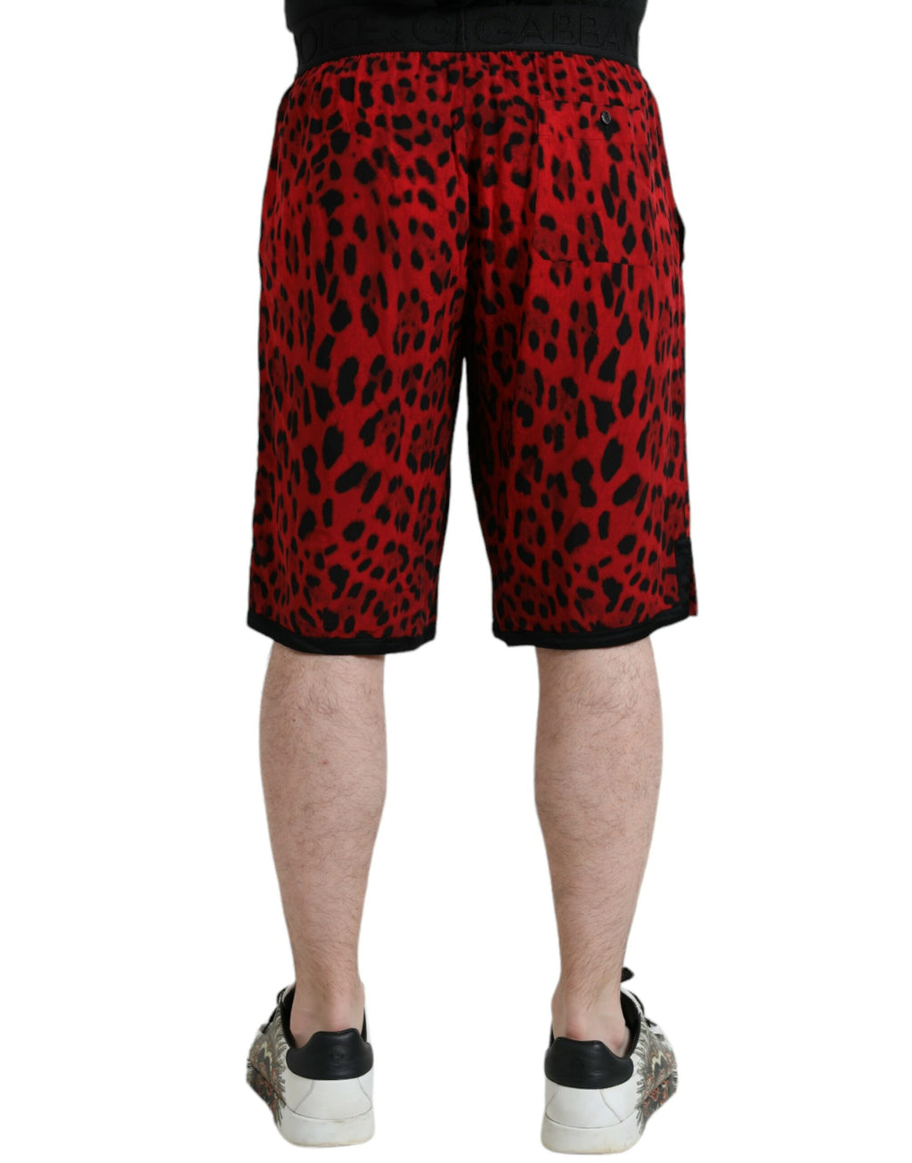Bermuda en viscose à imprimé léopard rouge Dolce &amp; Gabbana
