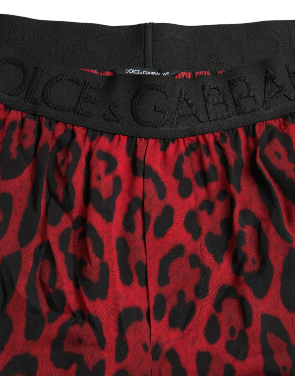 Bermuda en viscose à imprimé léopard rouge Dolce &amp; Gabbana