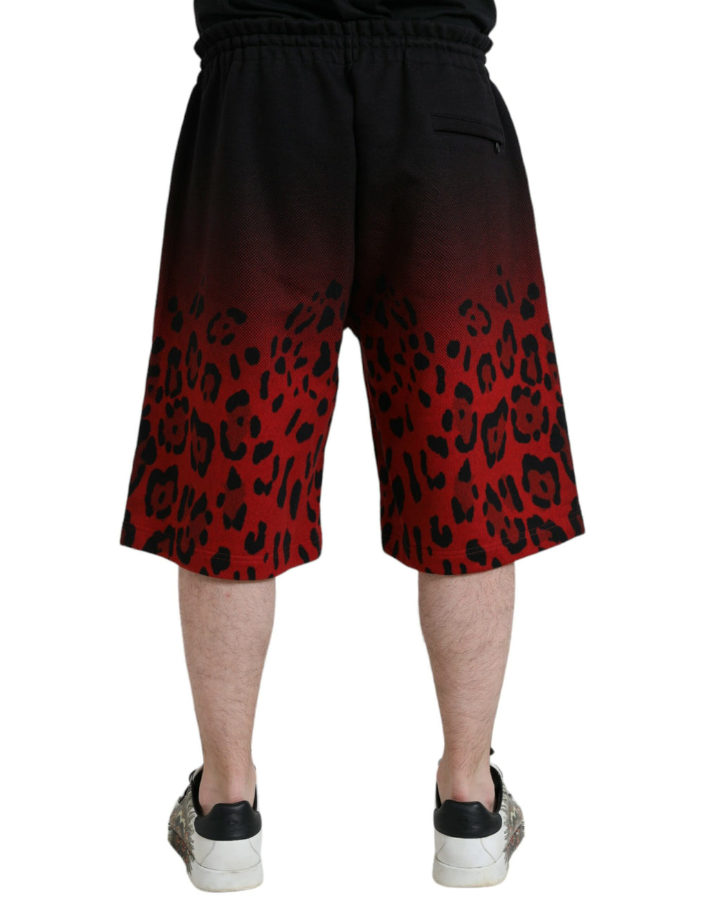 Bermuda en coton à imprimé léopard rouge Dolce &amp; Gabbana