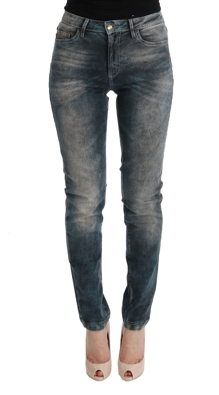 Jean slim Cavalli en coton mélangé bleu délavé