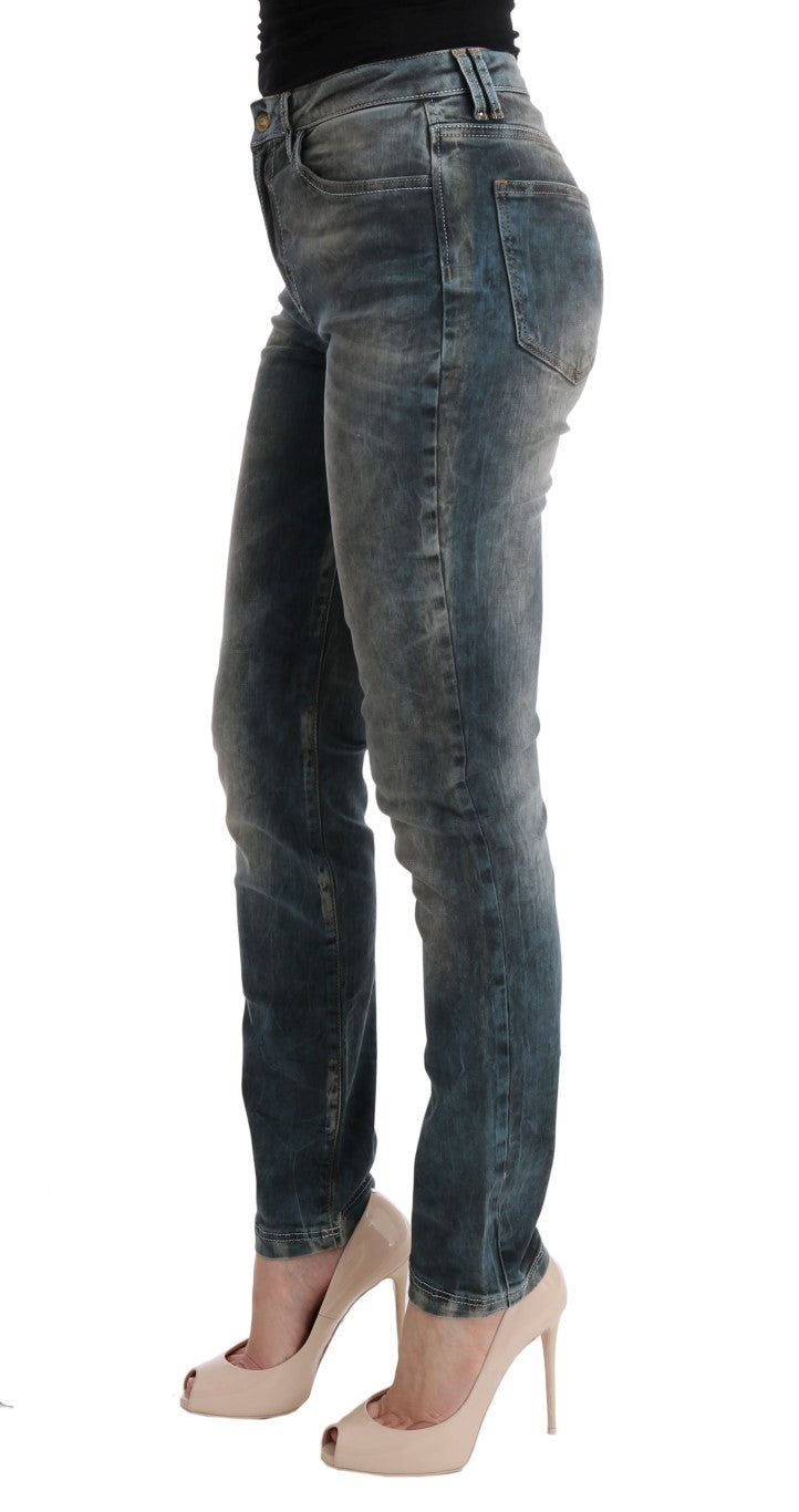 Jean slim Cavalli en coton mélangé bleu délavé