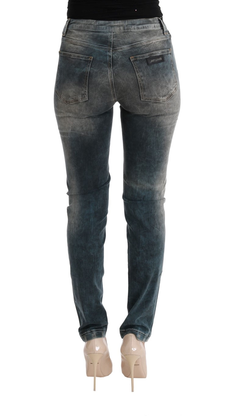Jean slim Cavalli en coton mélangé bleu délavé