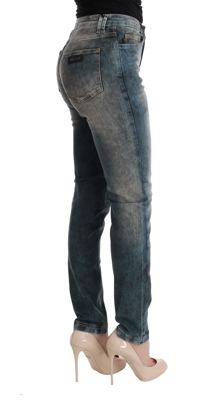 Jean slim Cavalli en coton mélangé bleu délavé