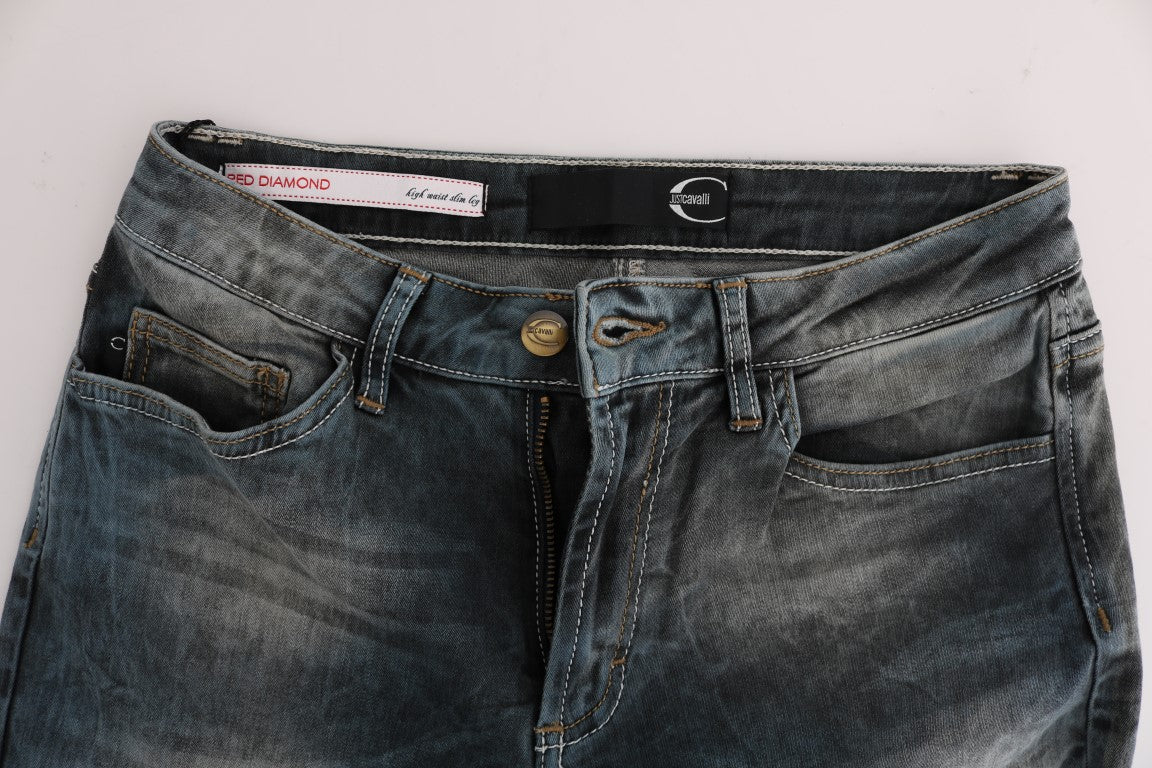 Jean slim Cavalli en coton mélangé bleu délavé