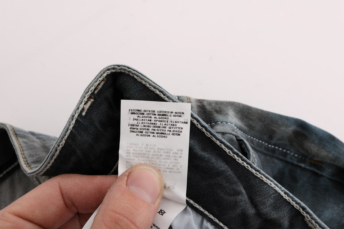 Jean slim Cavalli en coton mélangé bleu délavé